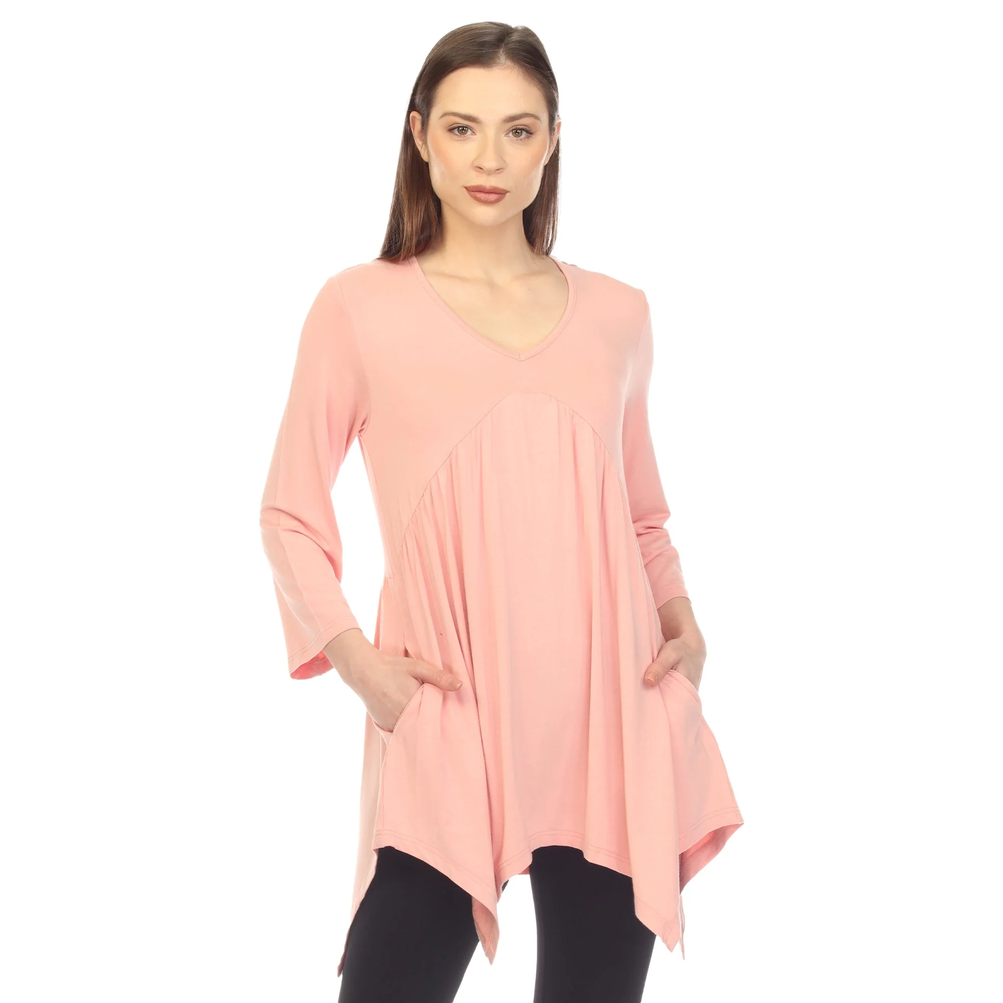 Empire Waist V-Neck Tunic Top - Image 2
