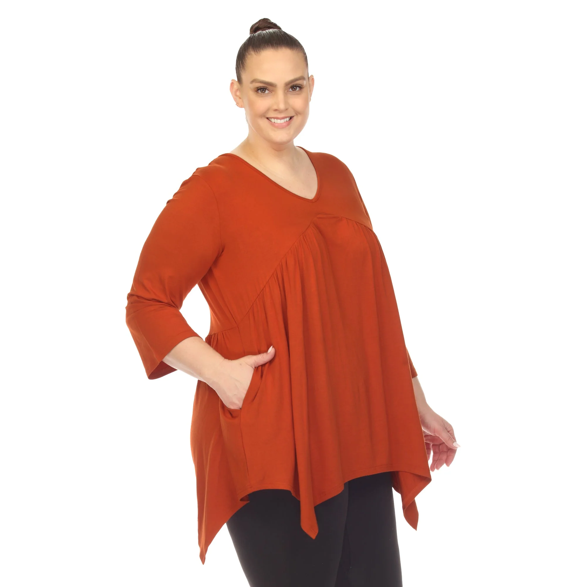 Empire Waist V-Neck Tunic Top - Plus - Image 10