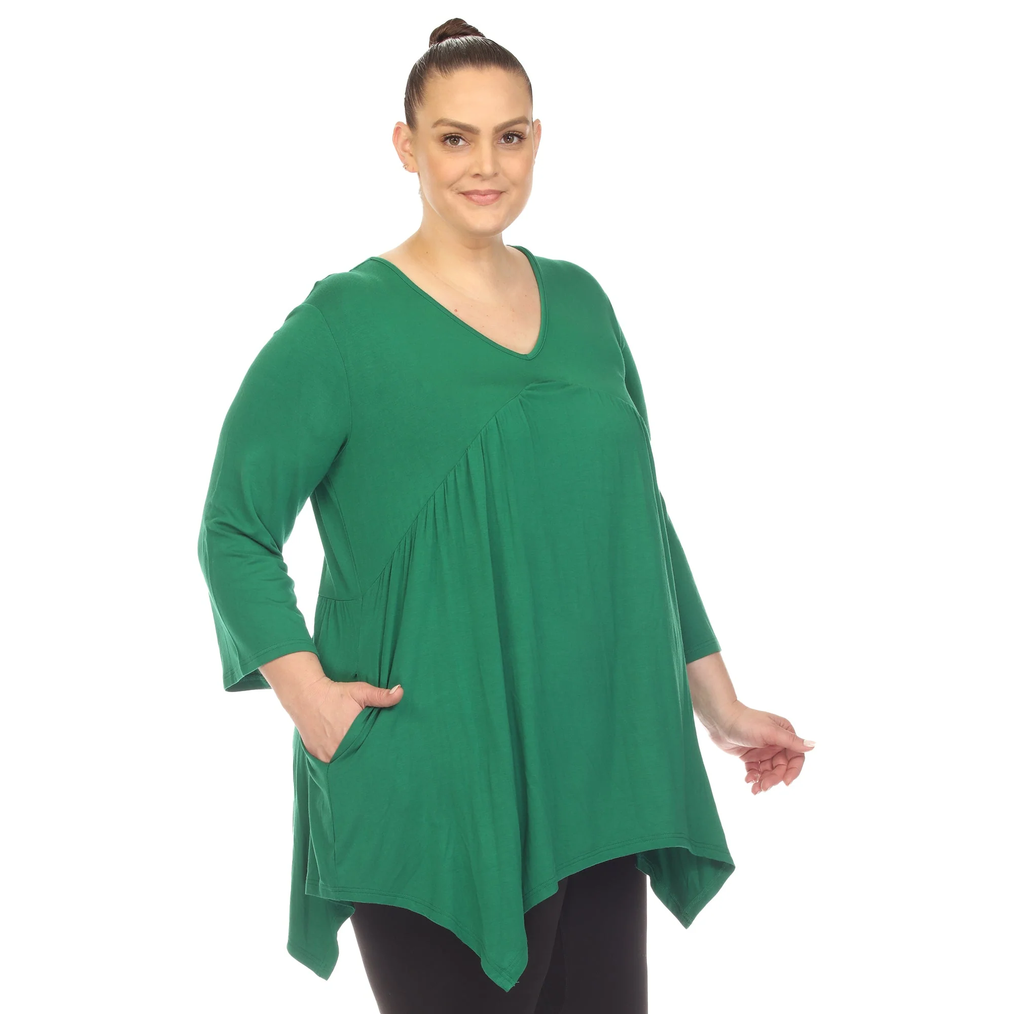 Empire Waist V-Neck Tunic Top - Plus - Image 14