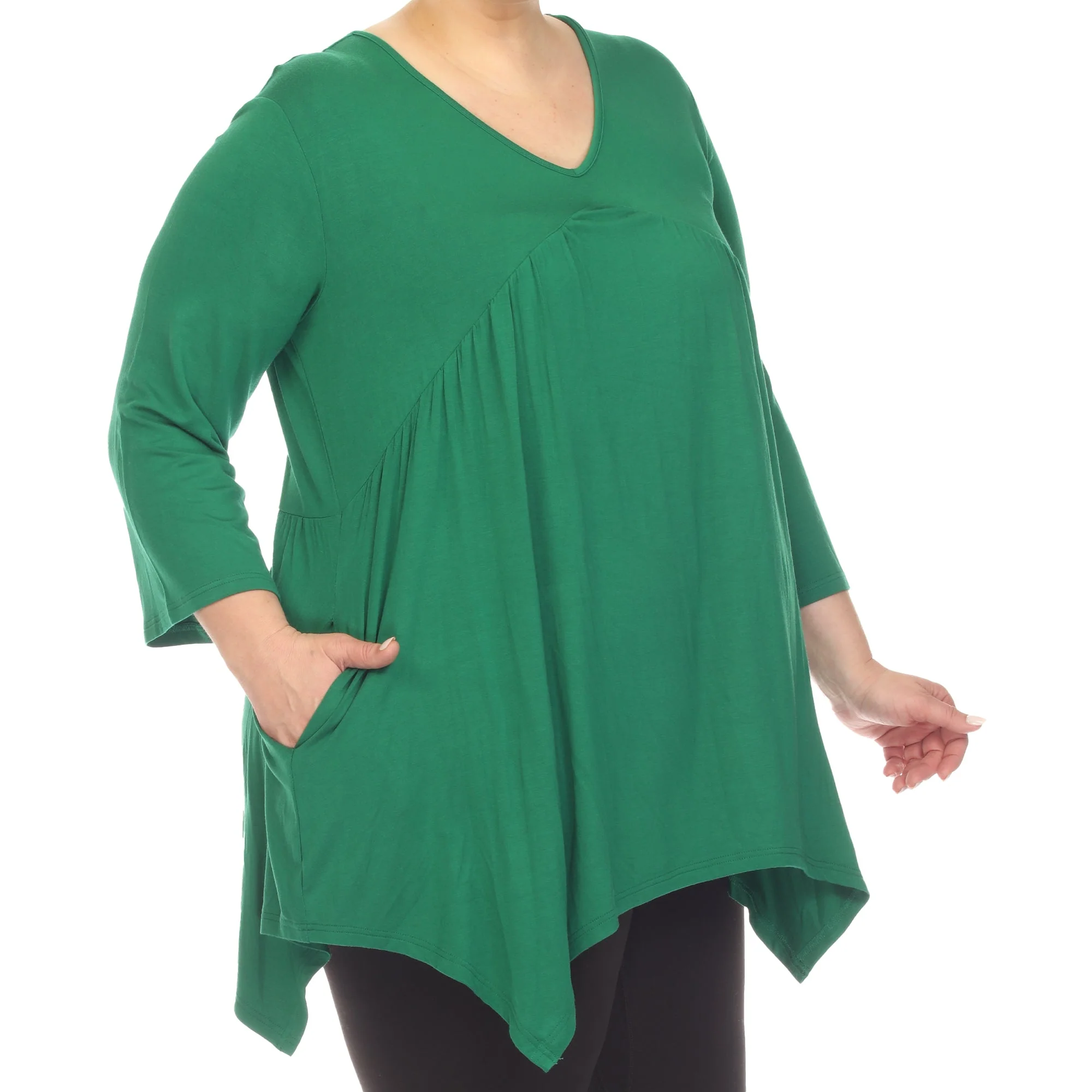 Empire Waist V-Neck Tunic Top - Plus - Image 16
