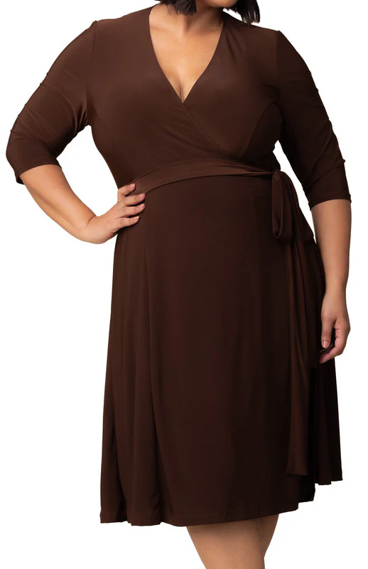 Essential Wrap Dress - Chocolate - Plus - Image 3