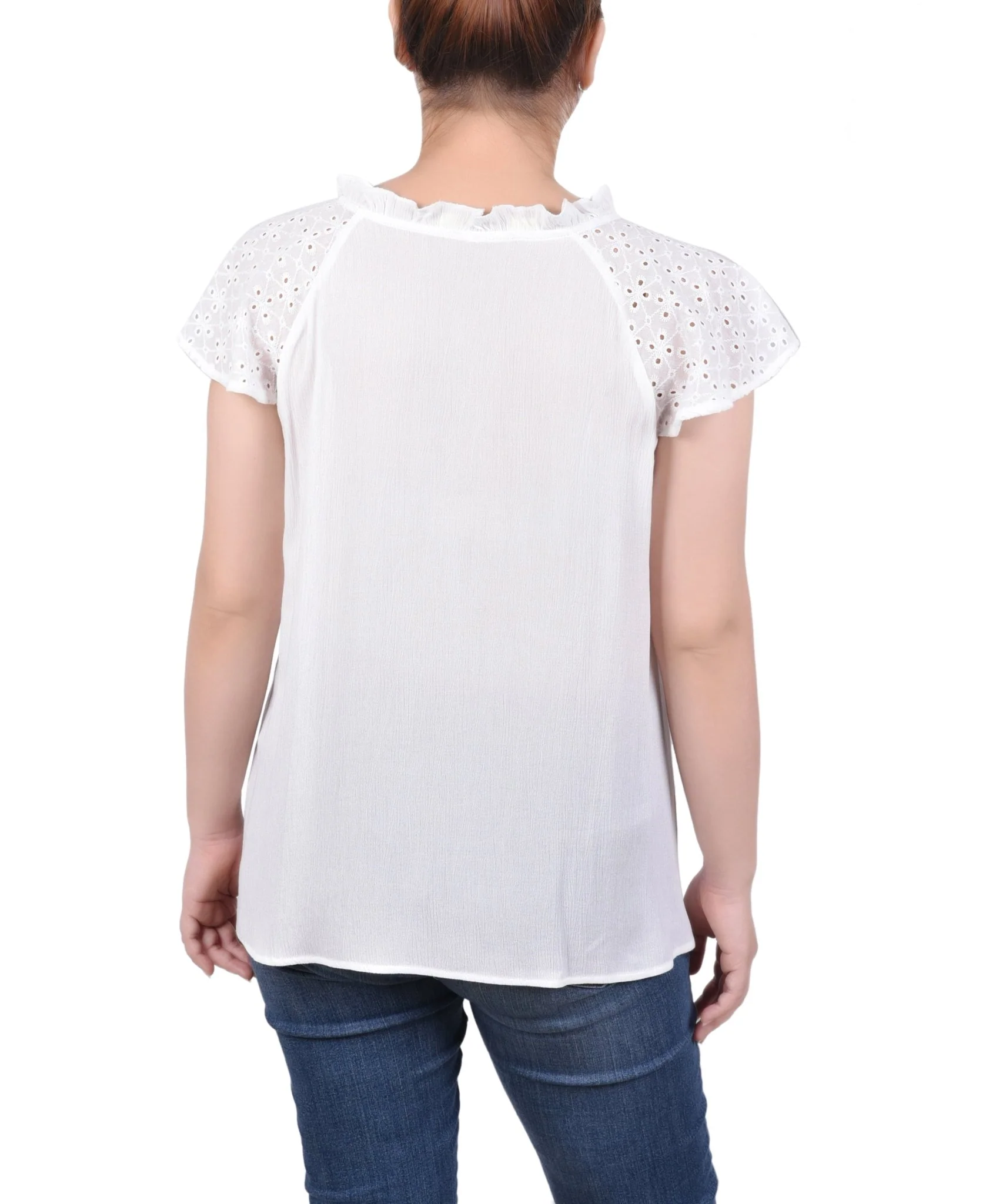 Eyelet Sleeve Blouse - Petite - Image 3