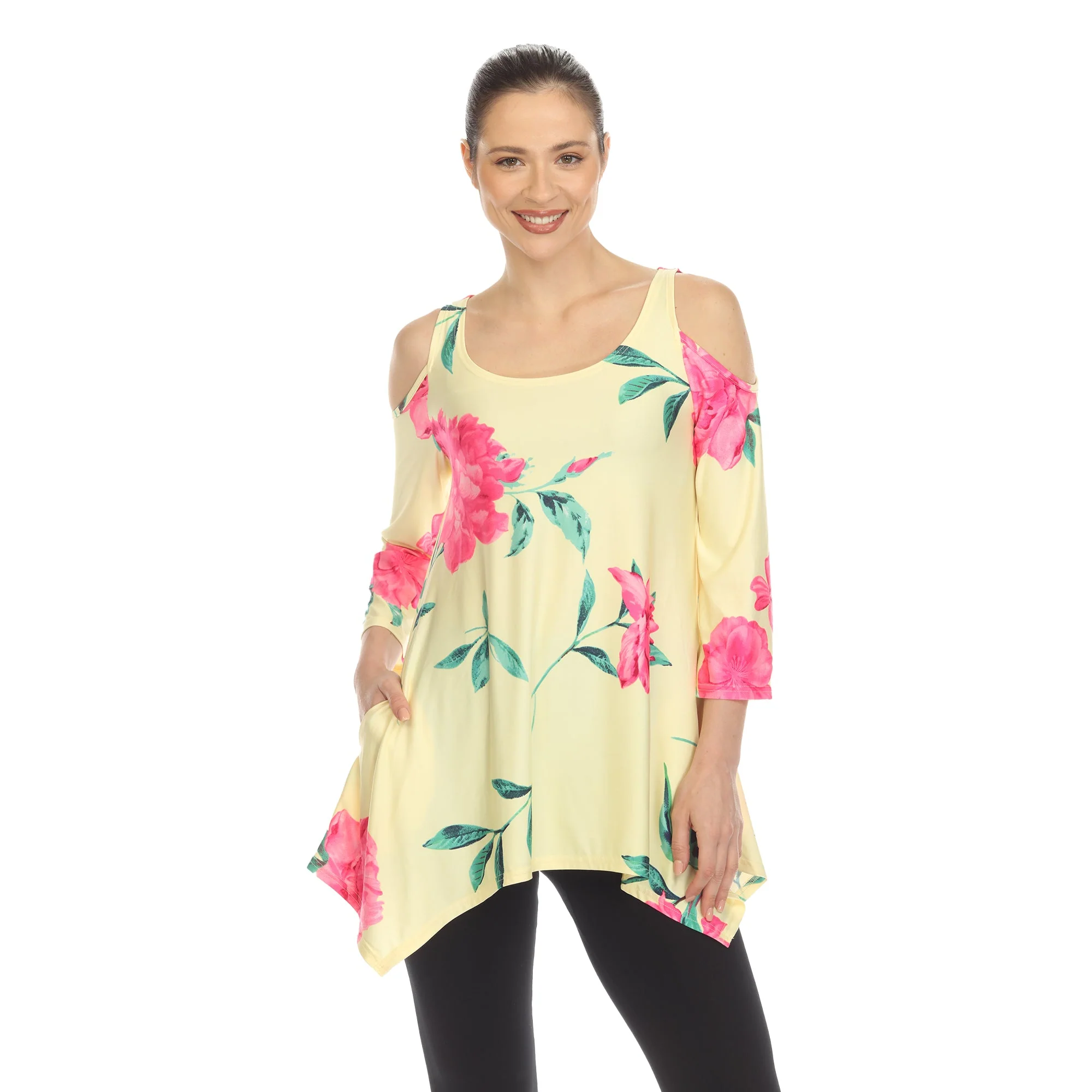Floral Printed Cold Shoulder Tunic - Image 15