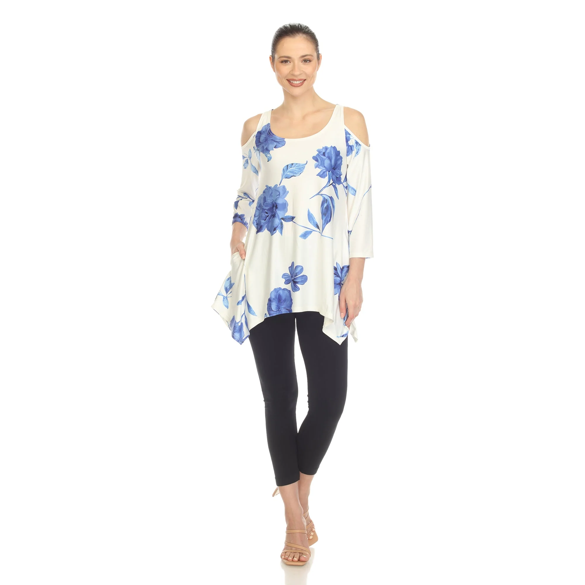 Floral Printed Cold Shoulder Tunic - Image 5