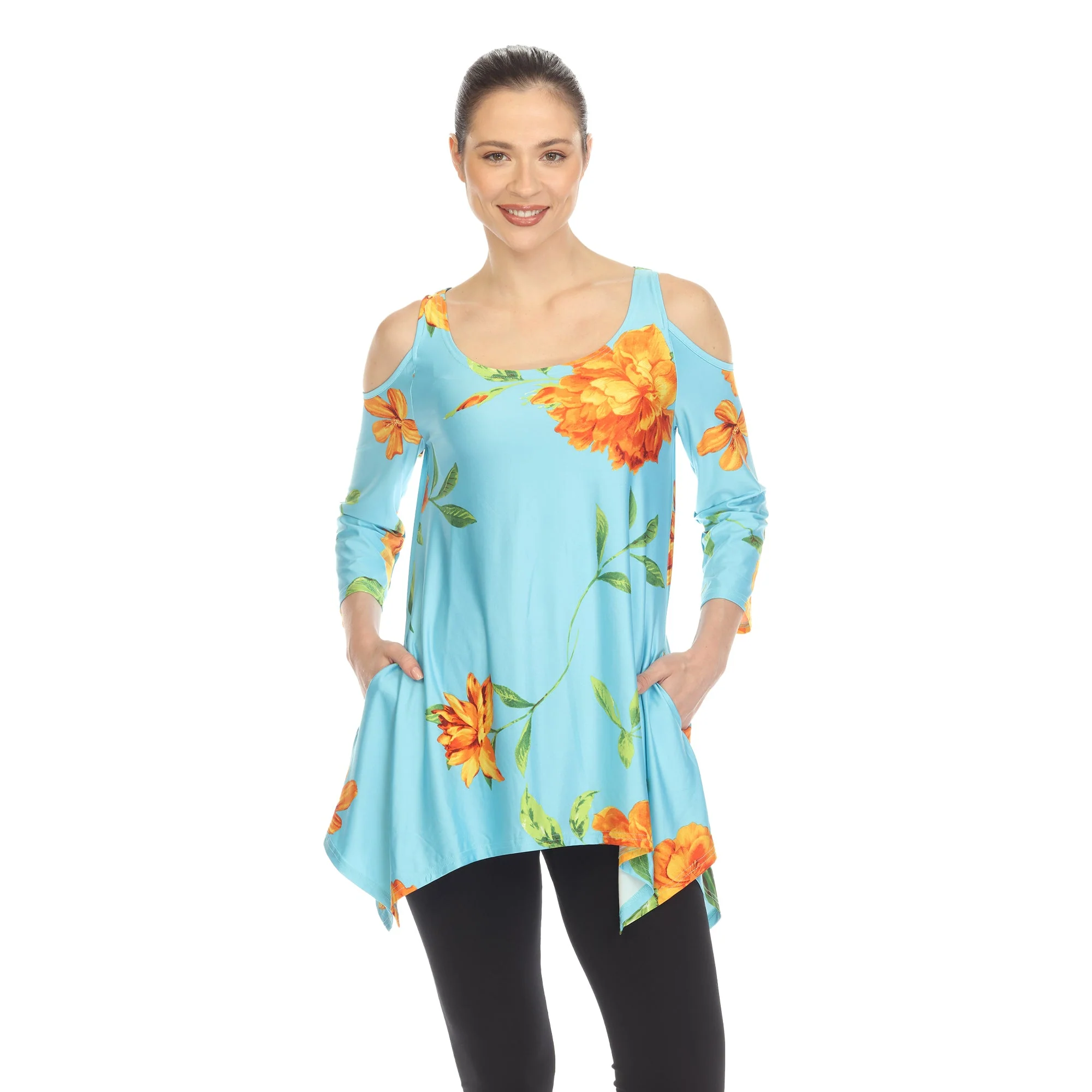 Floral Printed Cold Shoulder Tunic - Image 6