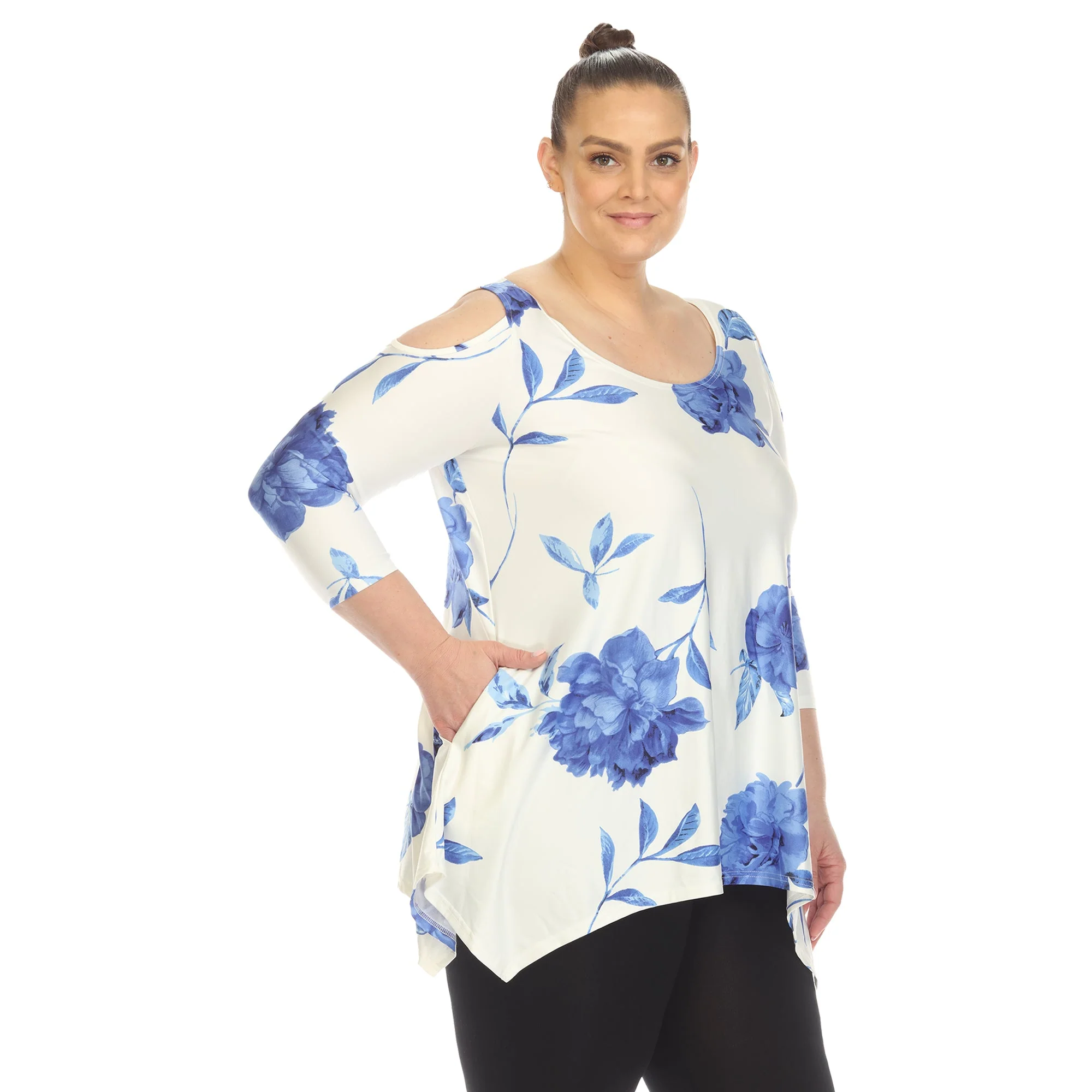Floral Printed Cold Shoulder Tunic - Plus - Image 17