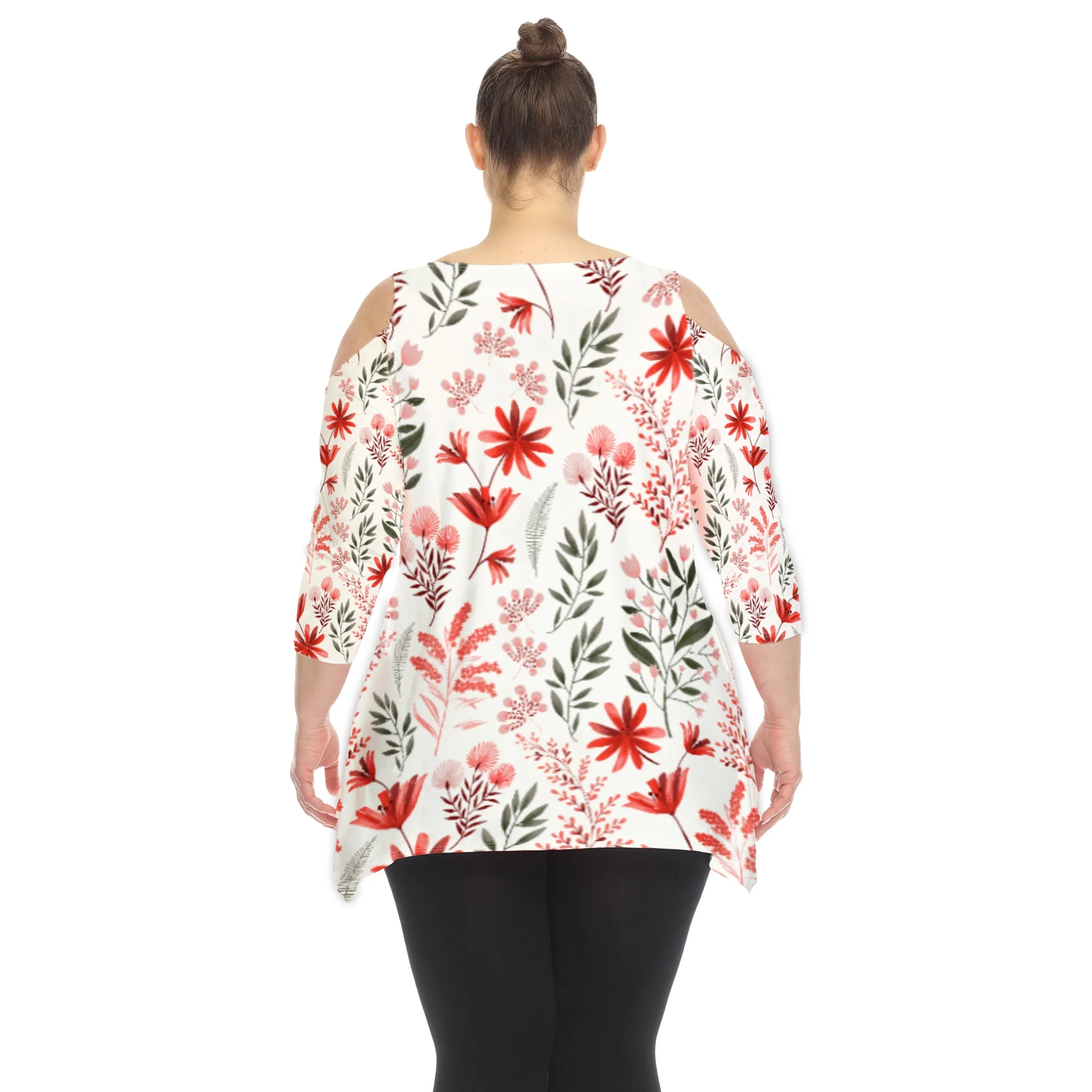 Floral Printed Cold Shoulder Tunic - Plus - Image 3