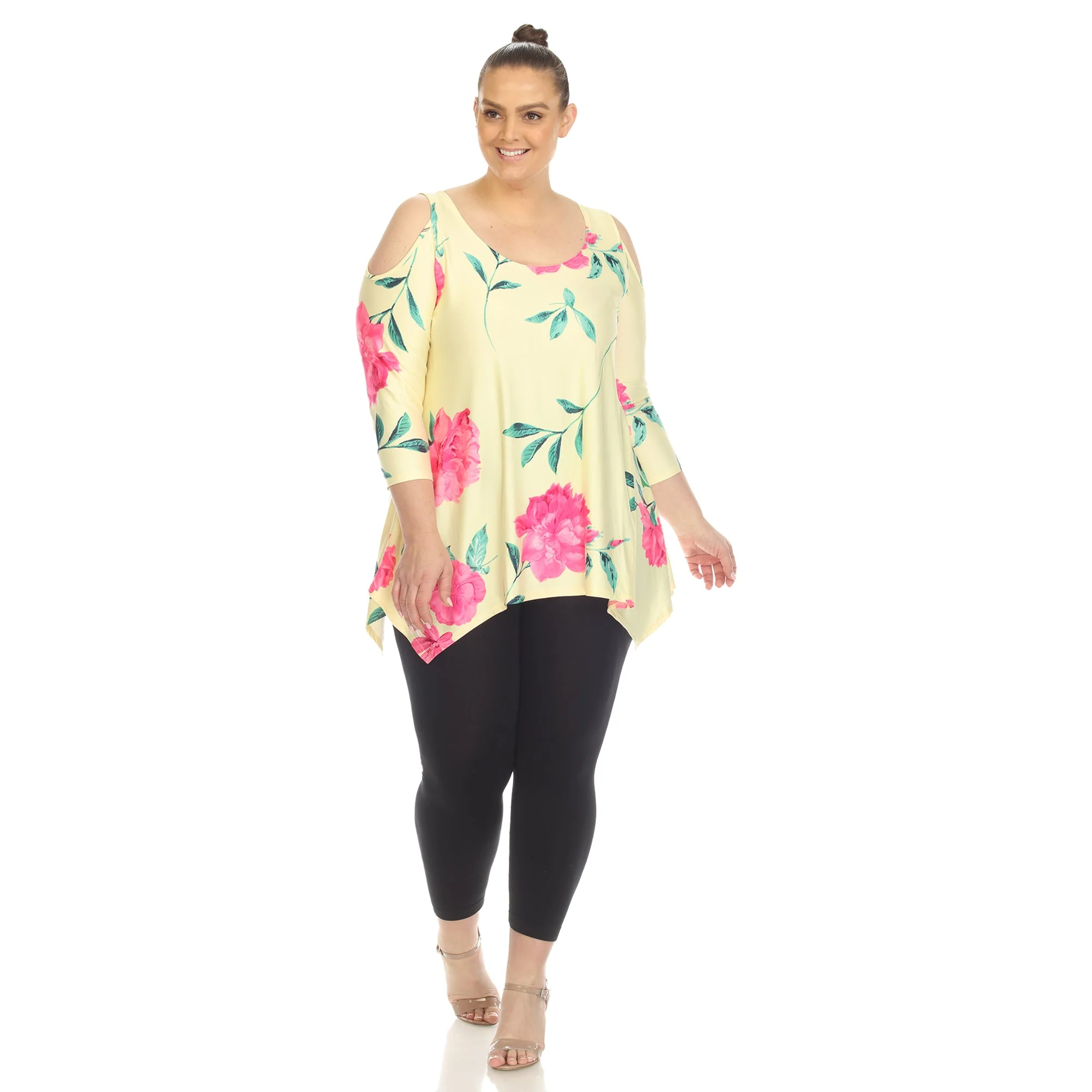 Floral Printed Cold Shoulder Tunic - Plus - Image 5