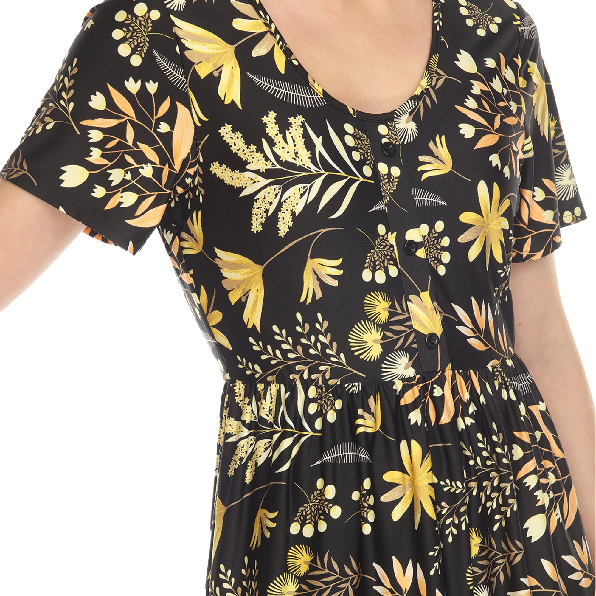 Floral Short Sleeve Knee Length Dress - Image 7