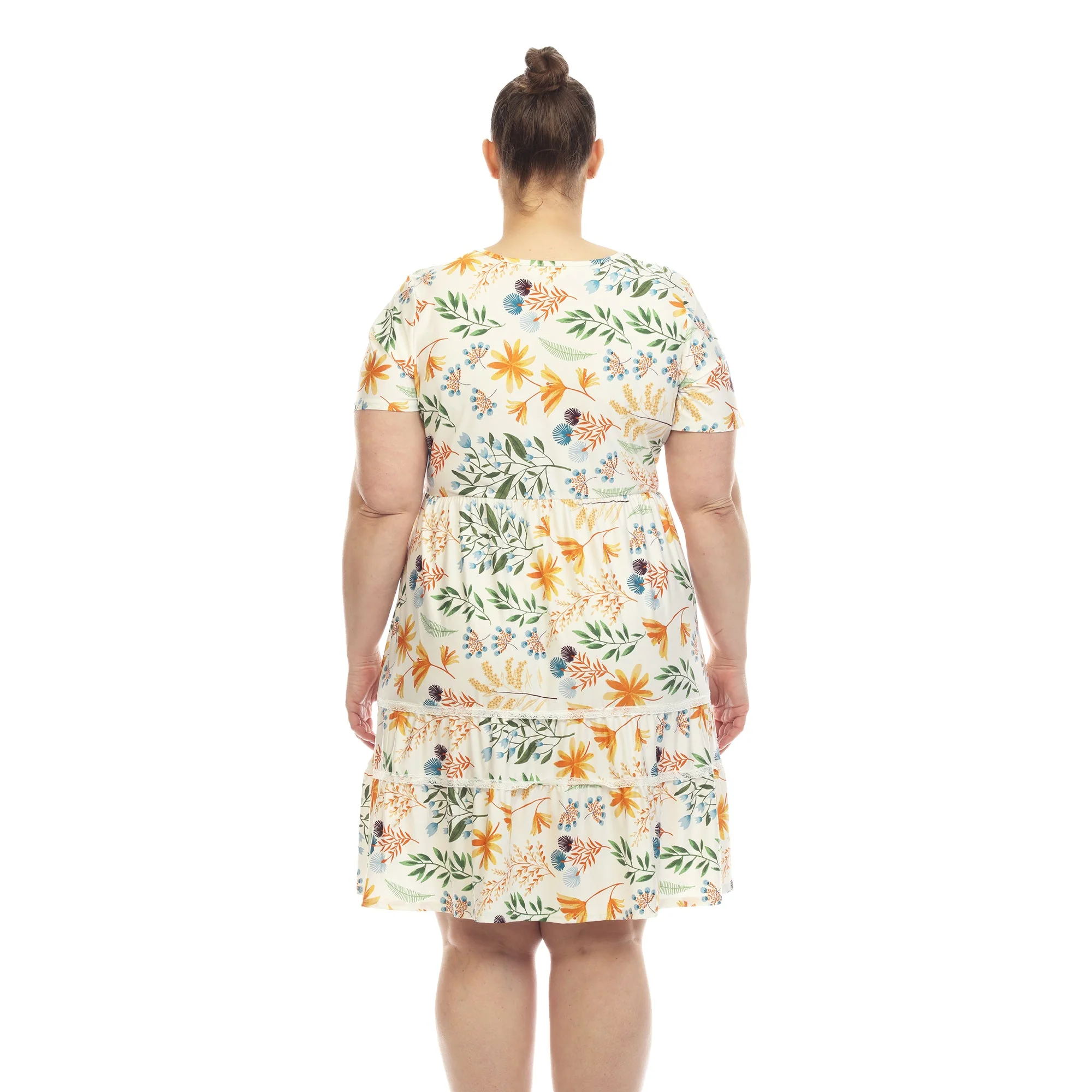 Floral Short Sleeve Knee Length Dress - Plus - Image 18