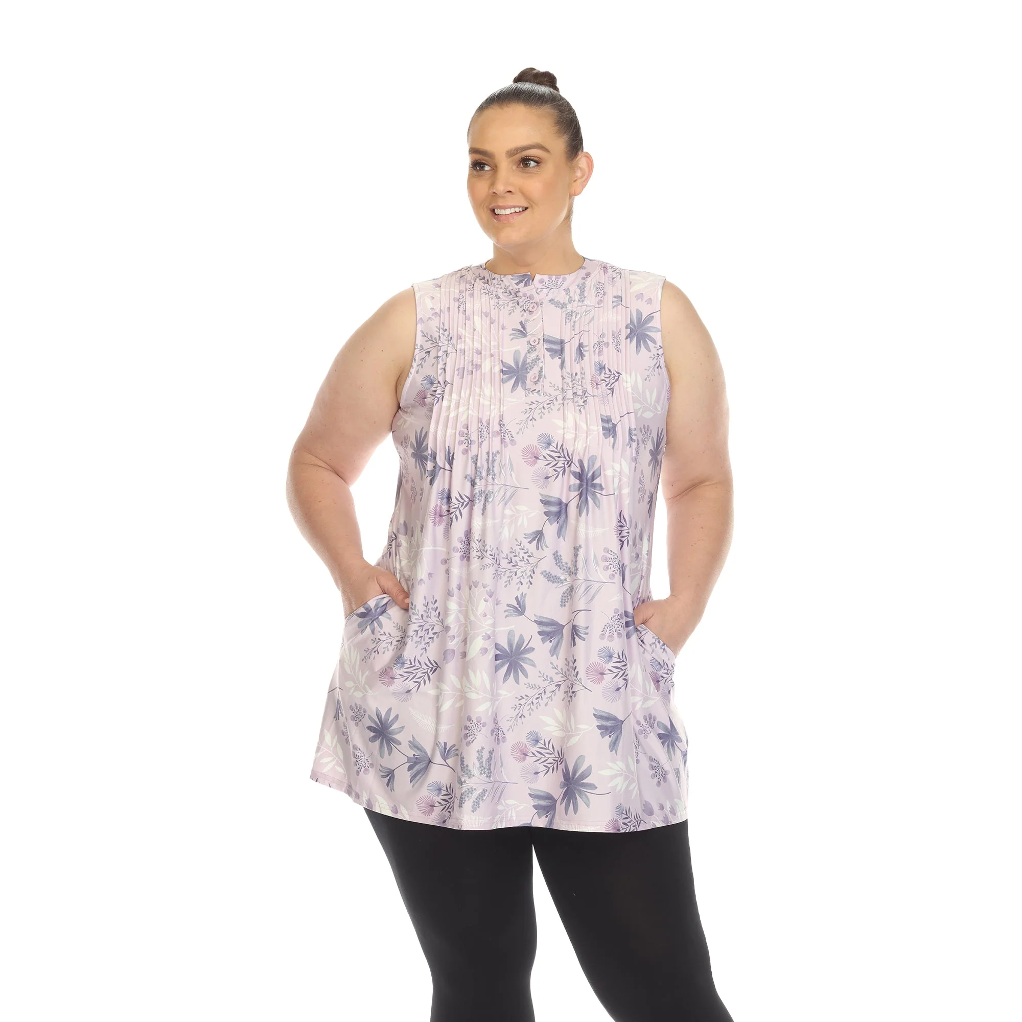 Floral Sleeveless Tunic Top - Plus - Image 24