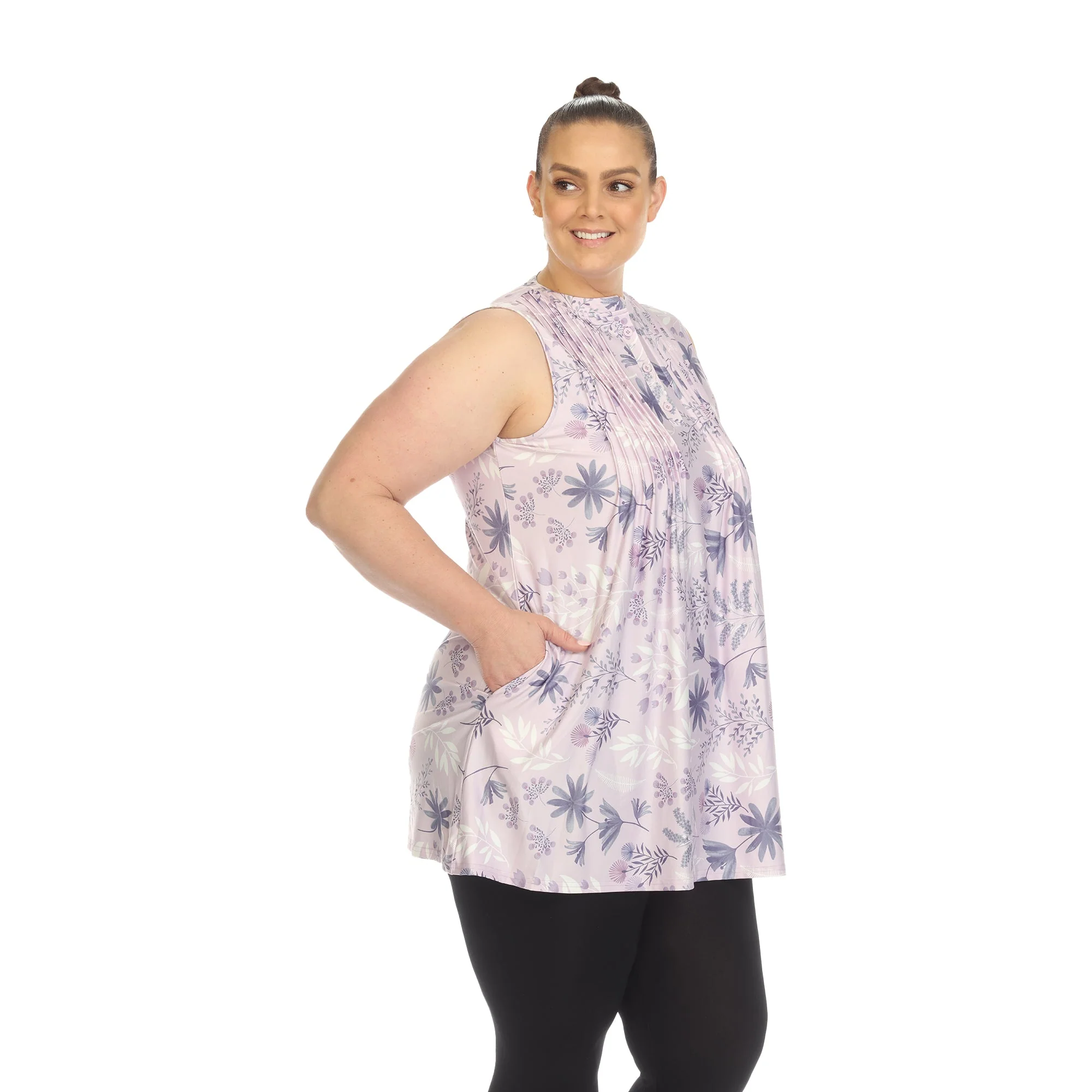 Floral Sleeveless Tunic Top - Plus - Image 25
