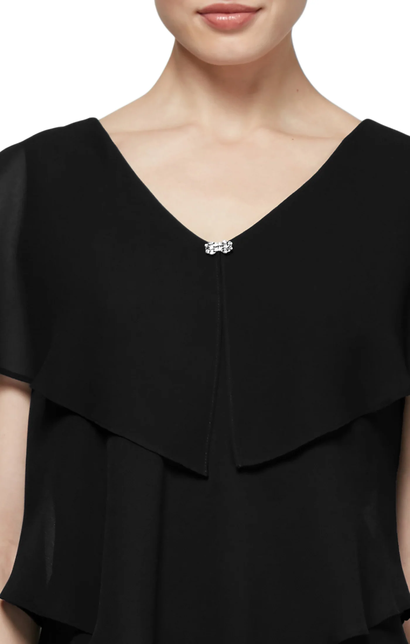 Georgette Tiered Cocktail Dress - Black - Petite - Image 3