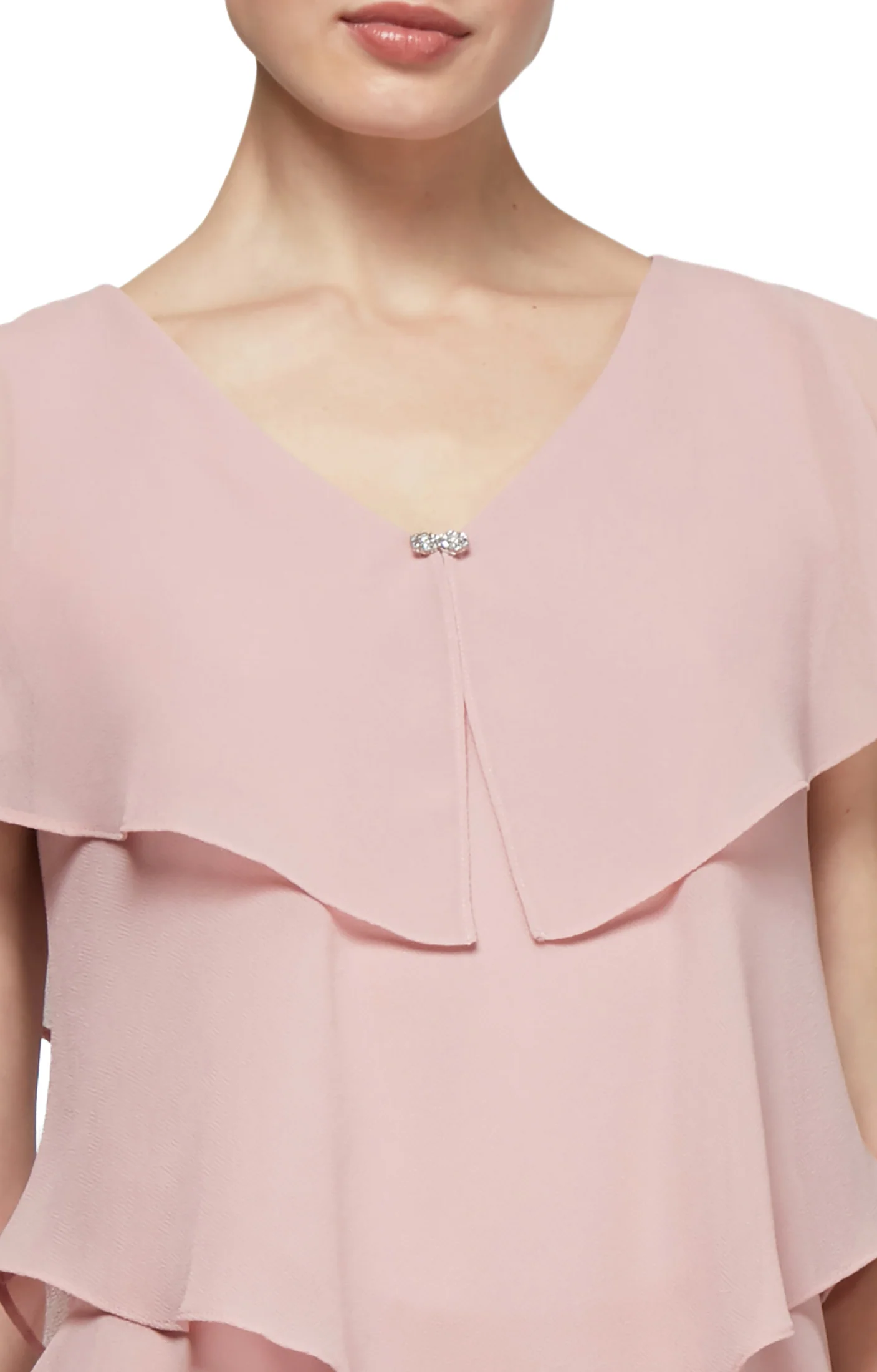 Georgette Tiered Cocktail Dress - Faded Rose - Image 3