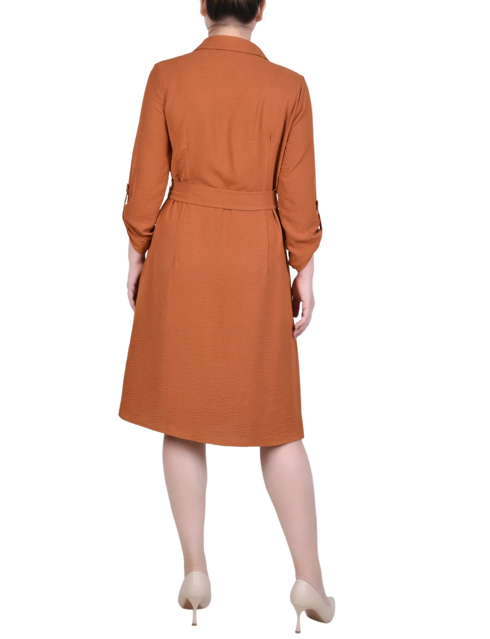 Ginger Bread Long Roll Tab Sleeve Shirtdress - Image 3