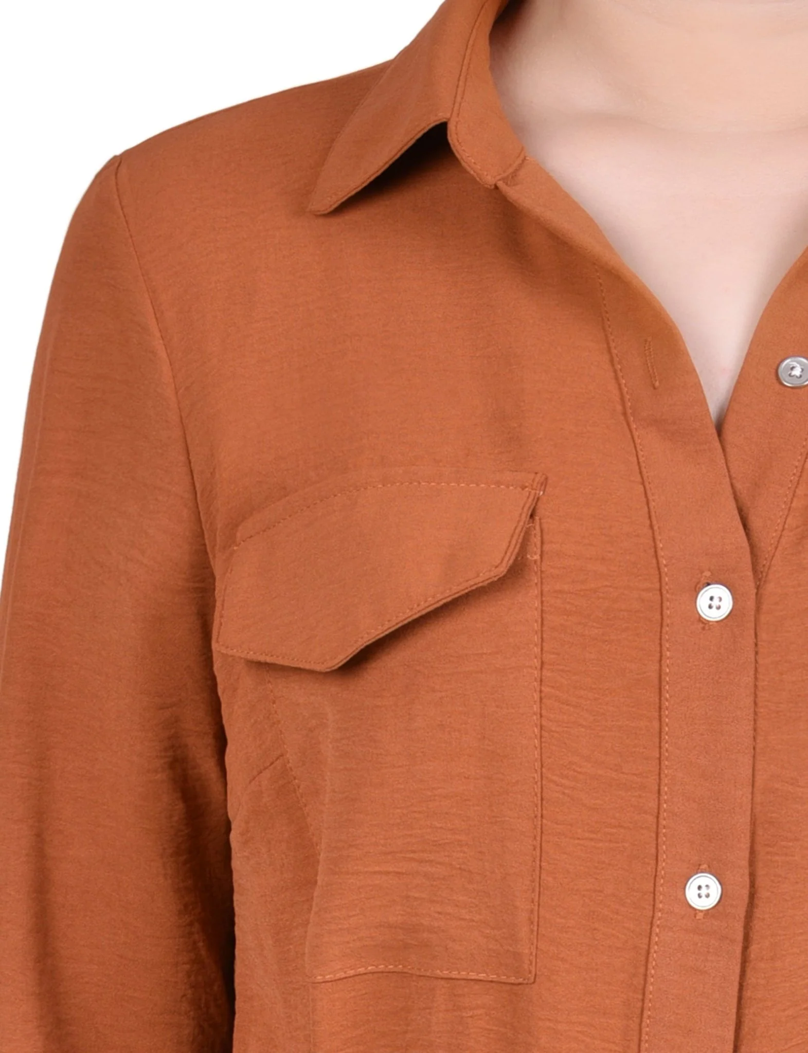 Ginger Bread Long Roll Tab Sleeve Shirtdress - Image 4