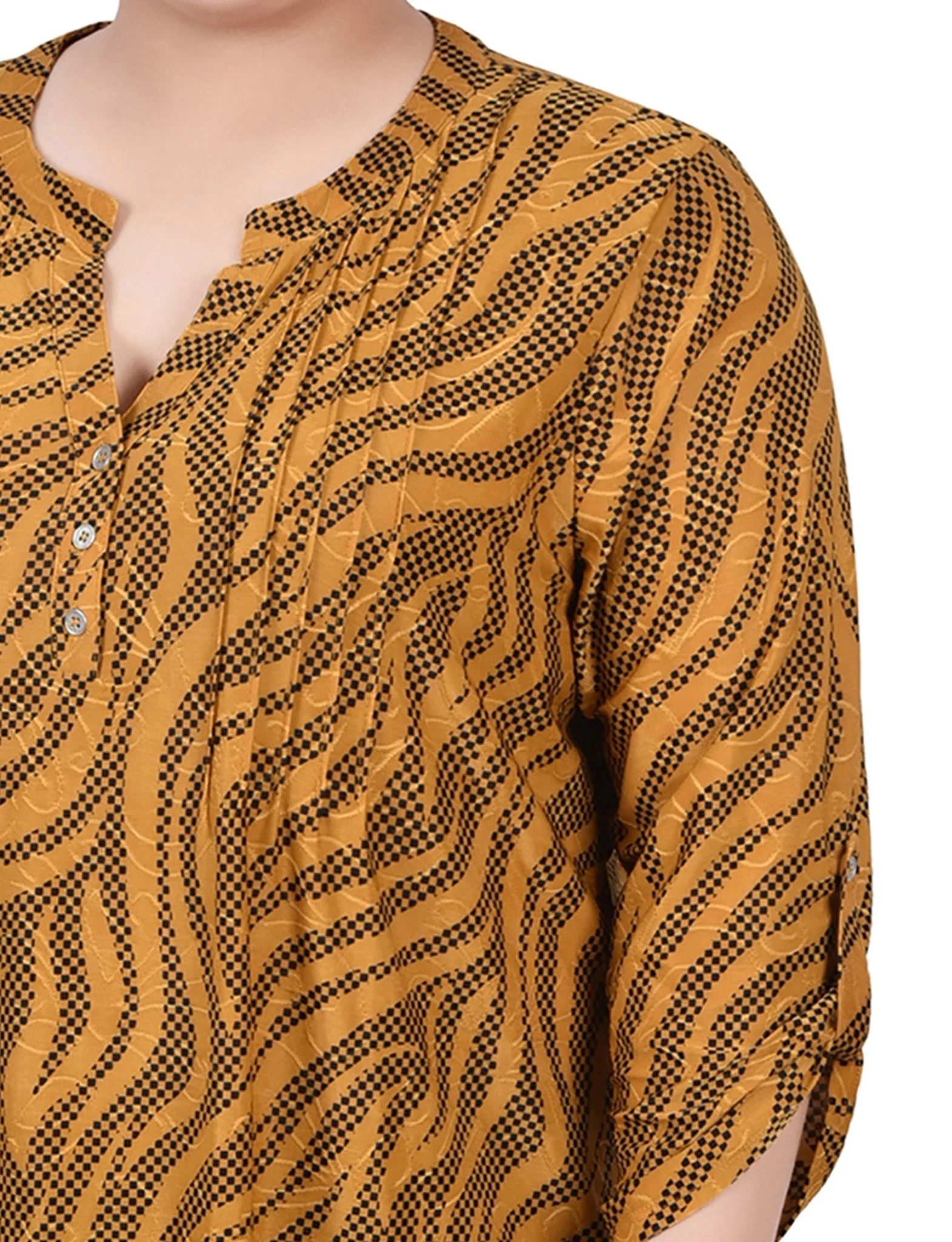 Golden Black Zebra 3/4 Roll Tap Pullover Top - Plus - Image 3