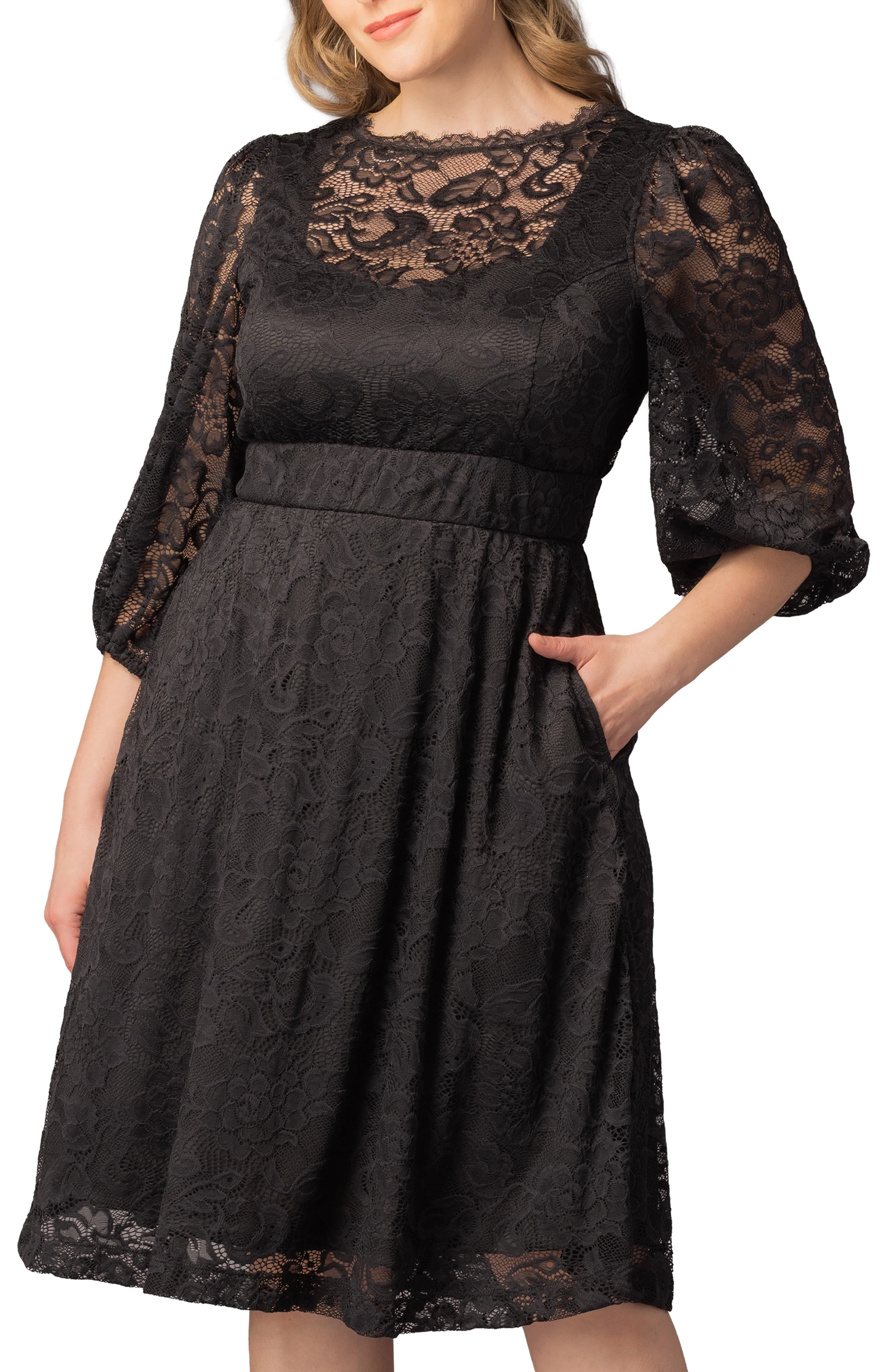 Hepburn Lace Cocktail Dress  -Onyx -  Plus - Image 3
