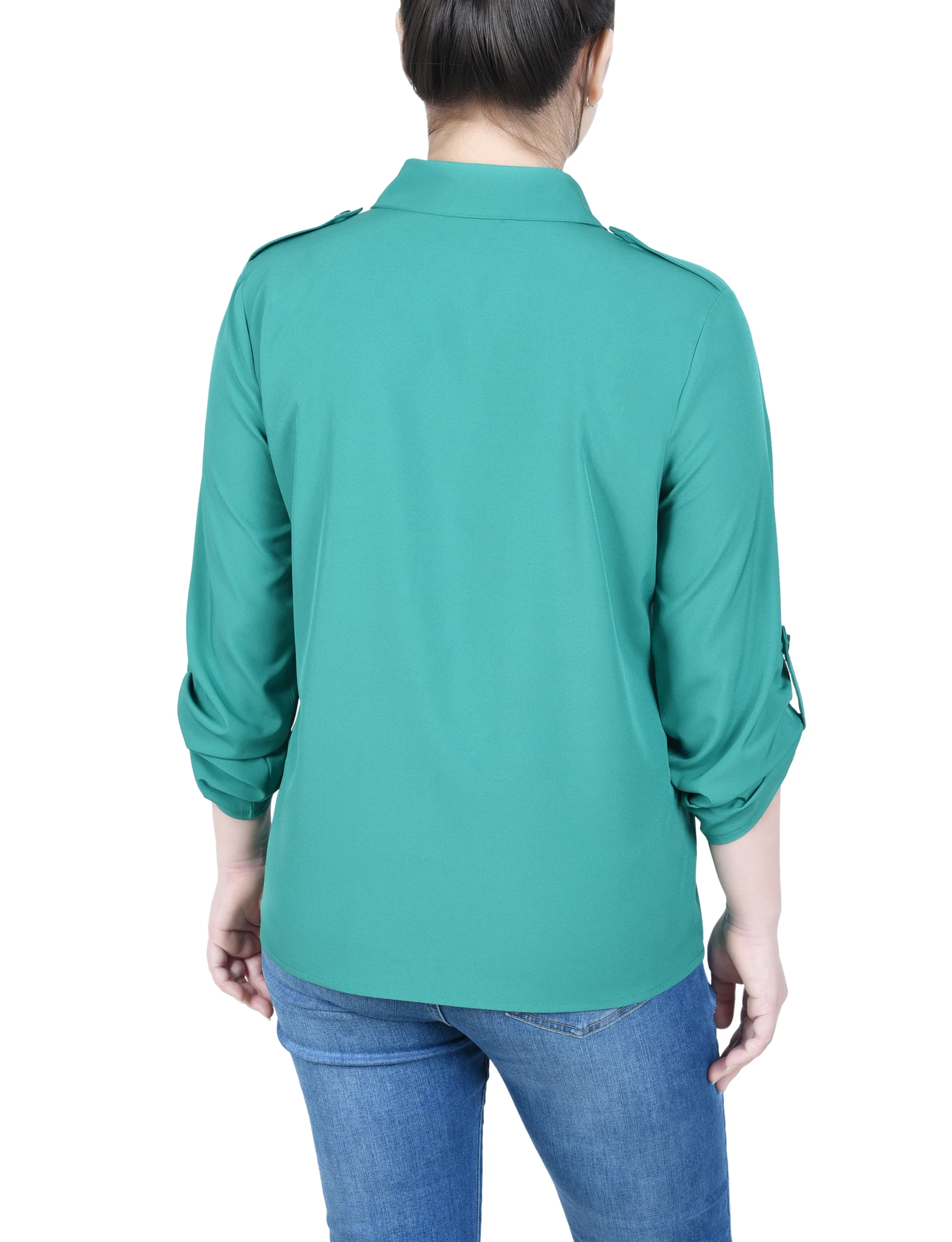 Jelly Bean 3/4 Sleeve Roll Tab Blouse - Image 4