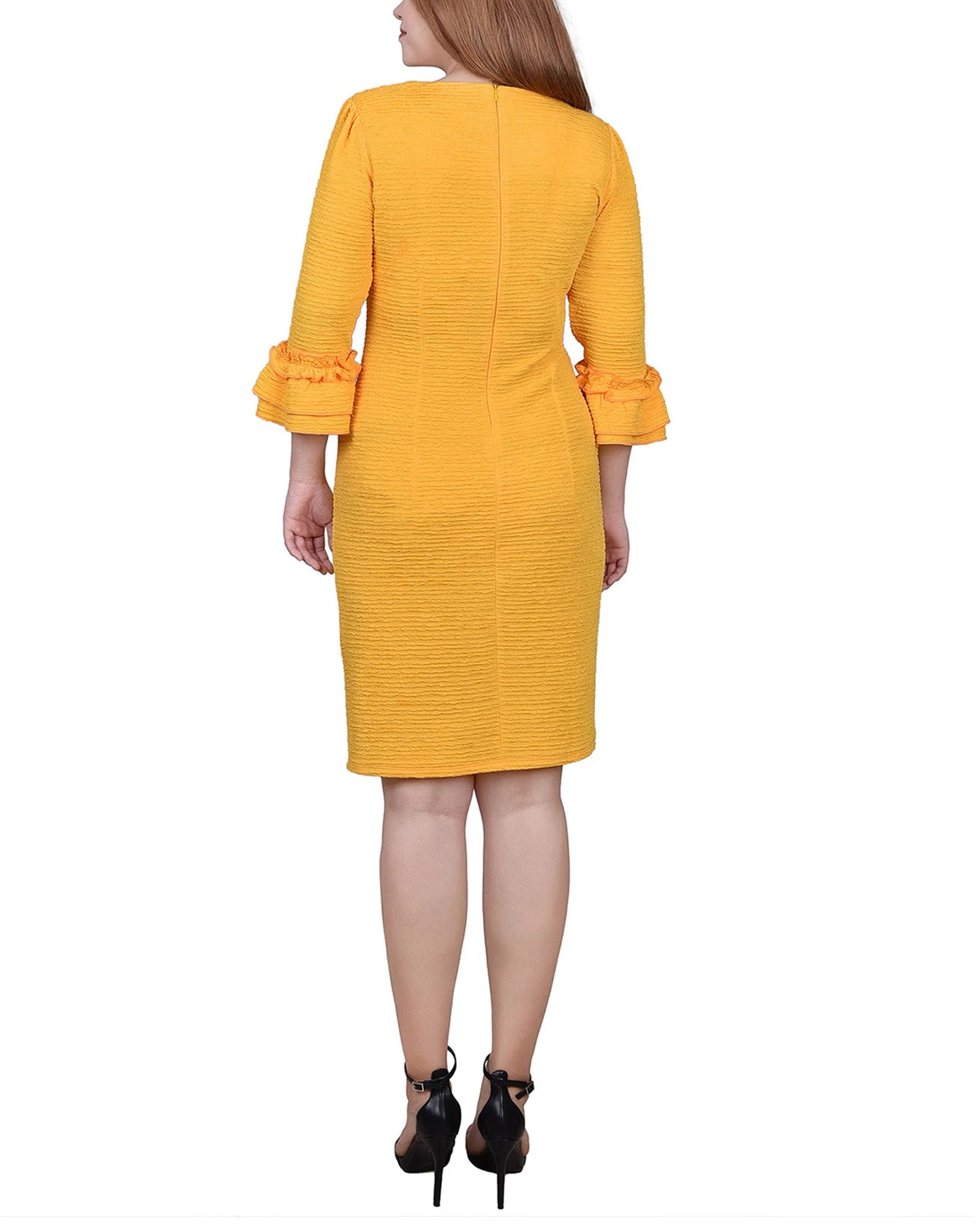 Lemon 3/4 Sleeve Textured Knit Dress - Image 3