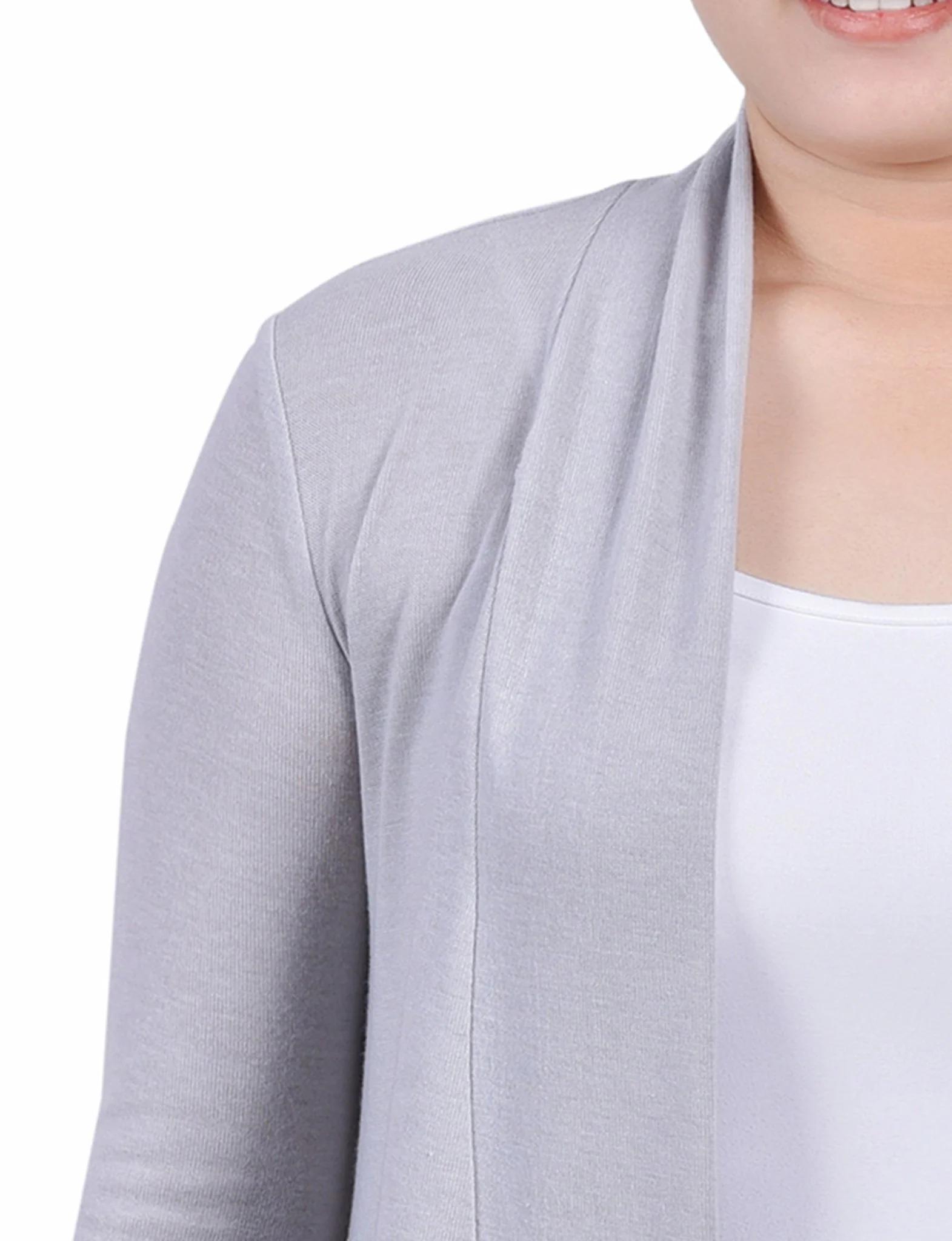 Light Grey Long Sleeve Swing Cardigan - Image 3