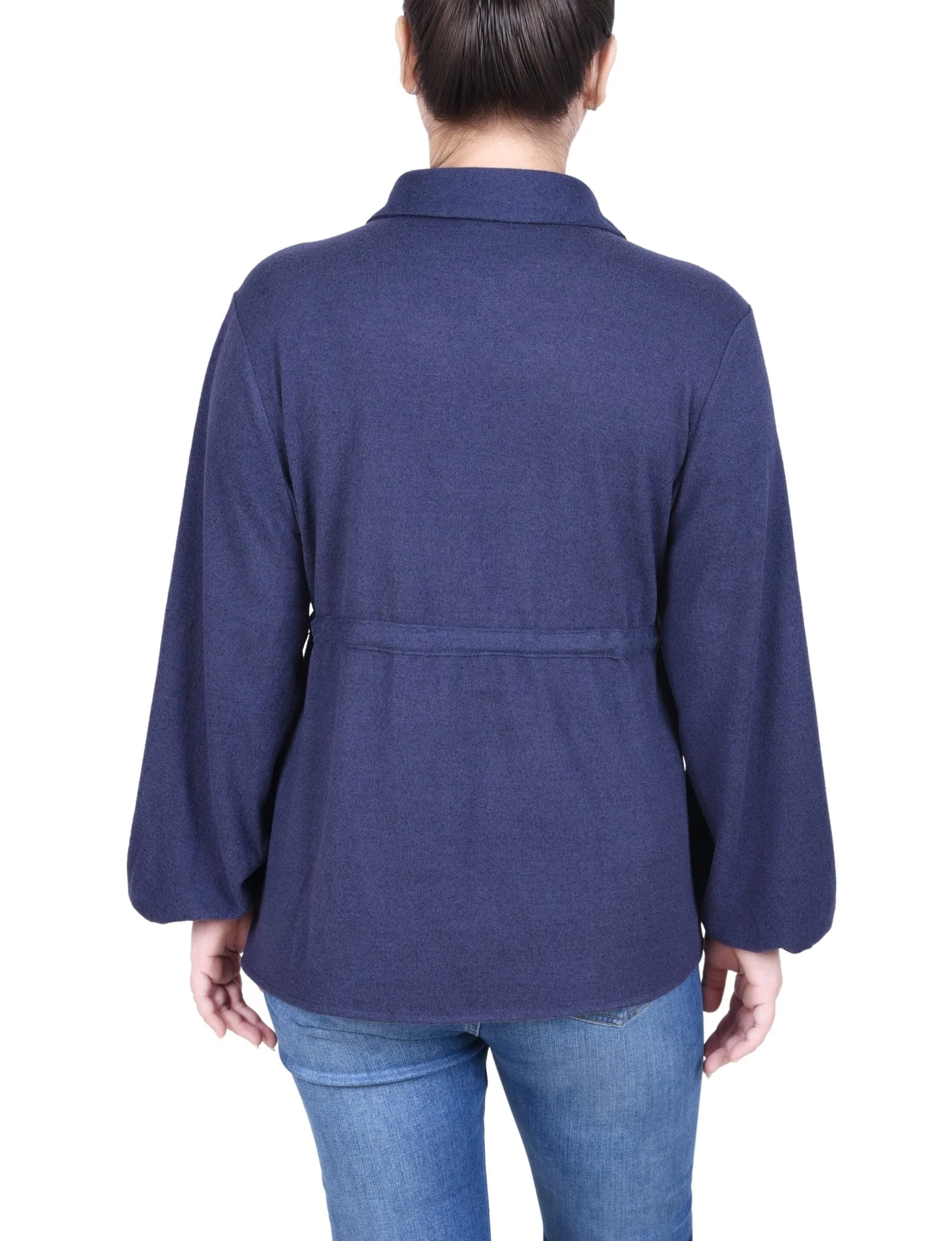Long Dolman Sleeve Drawstring-Waist Tunic Top - Petite - Image 12