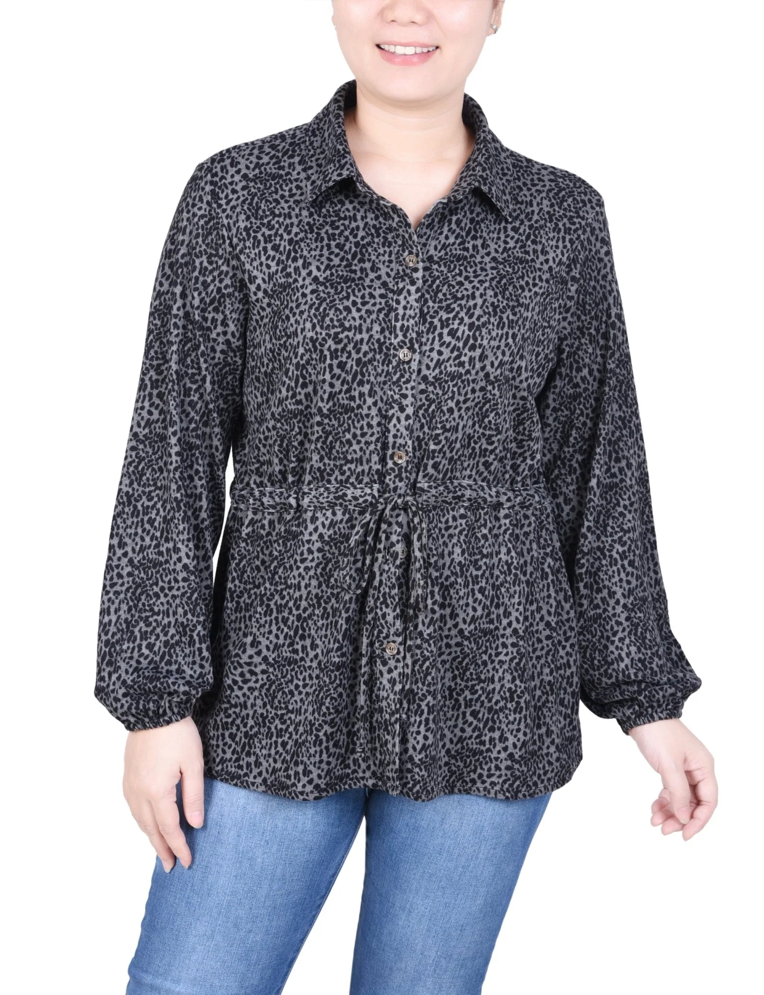 Long Dolman Sleeve Drawstring-Waist Tunic Top - Petite - Image 13