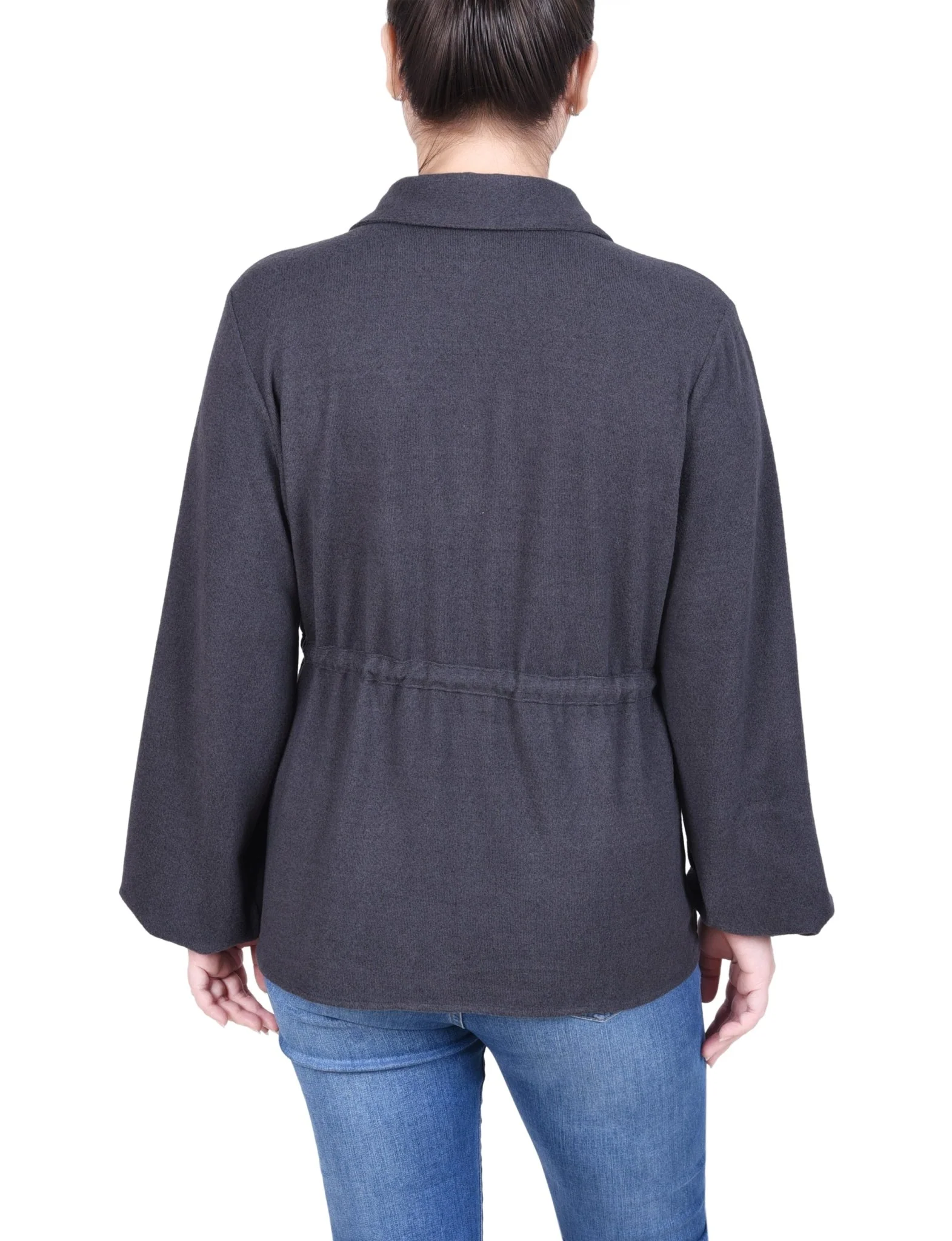 Long Dolman Sleeve Drawstring-Waist Tunic Top - Petite - Image 8