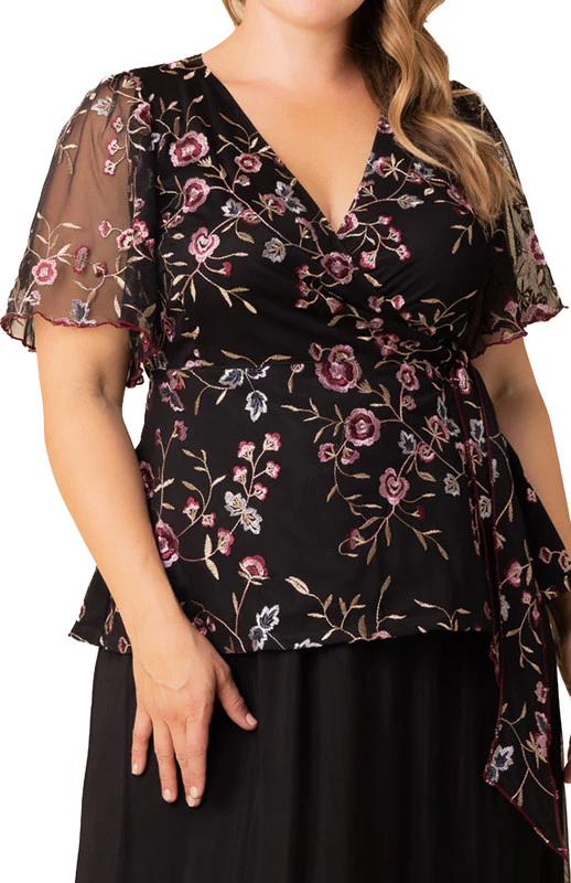 Moonlit Garden Rosalie Embroidered Wrap Top - Plus - Image 2