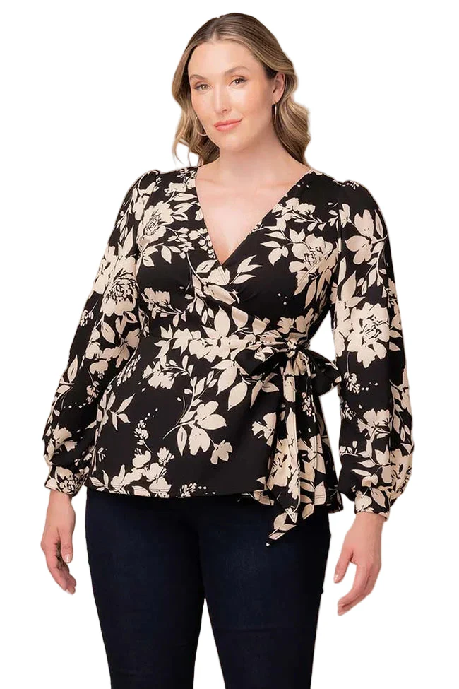 Natasha Long Sleeve Wrap Top - Plus - Image 6