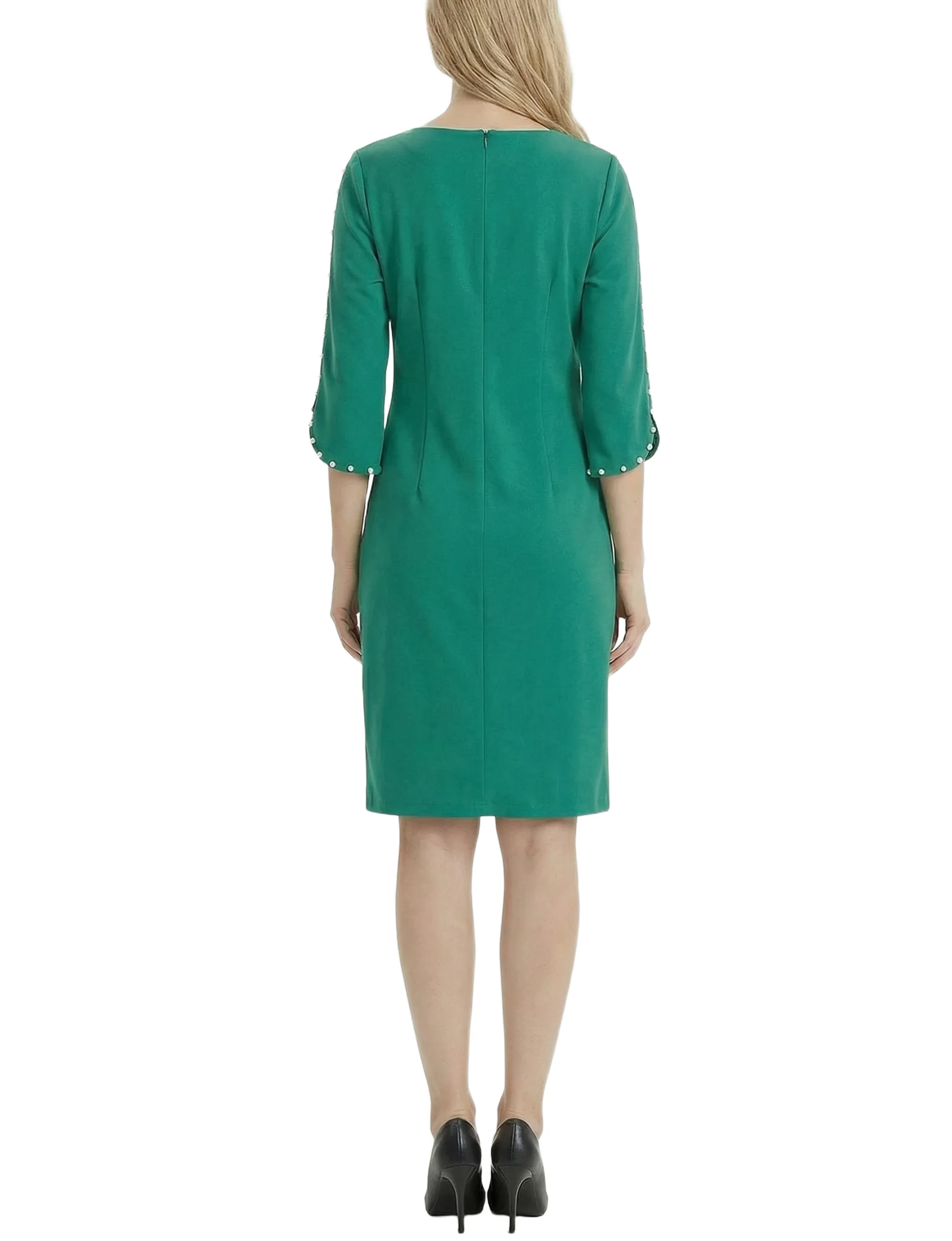NY Collection 3/4 Pearl-Detail Petal Sleeve Dress - Image 12