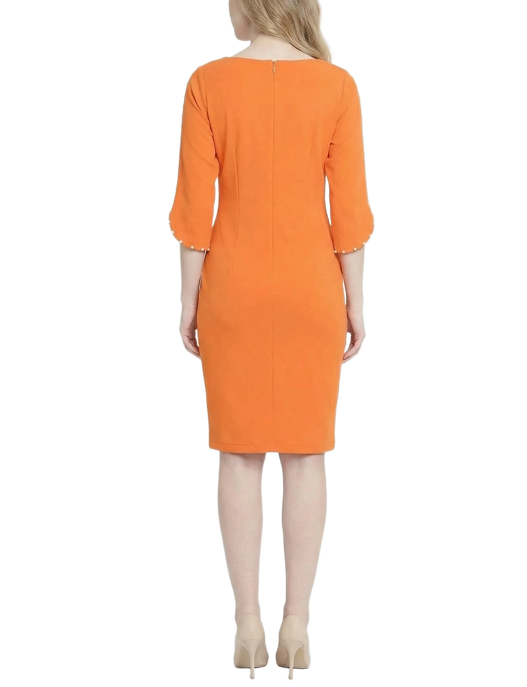 NY Collection 3/4 Pearl-Detail Petal Sleeve Dress - Image 8