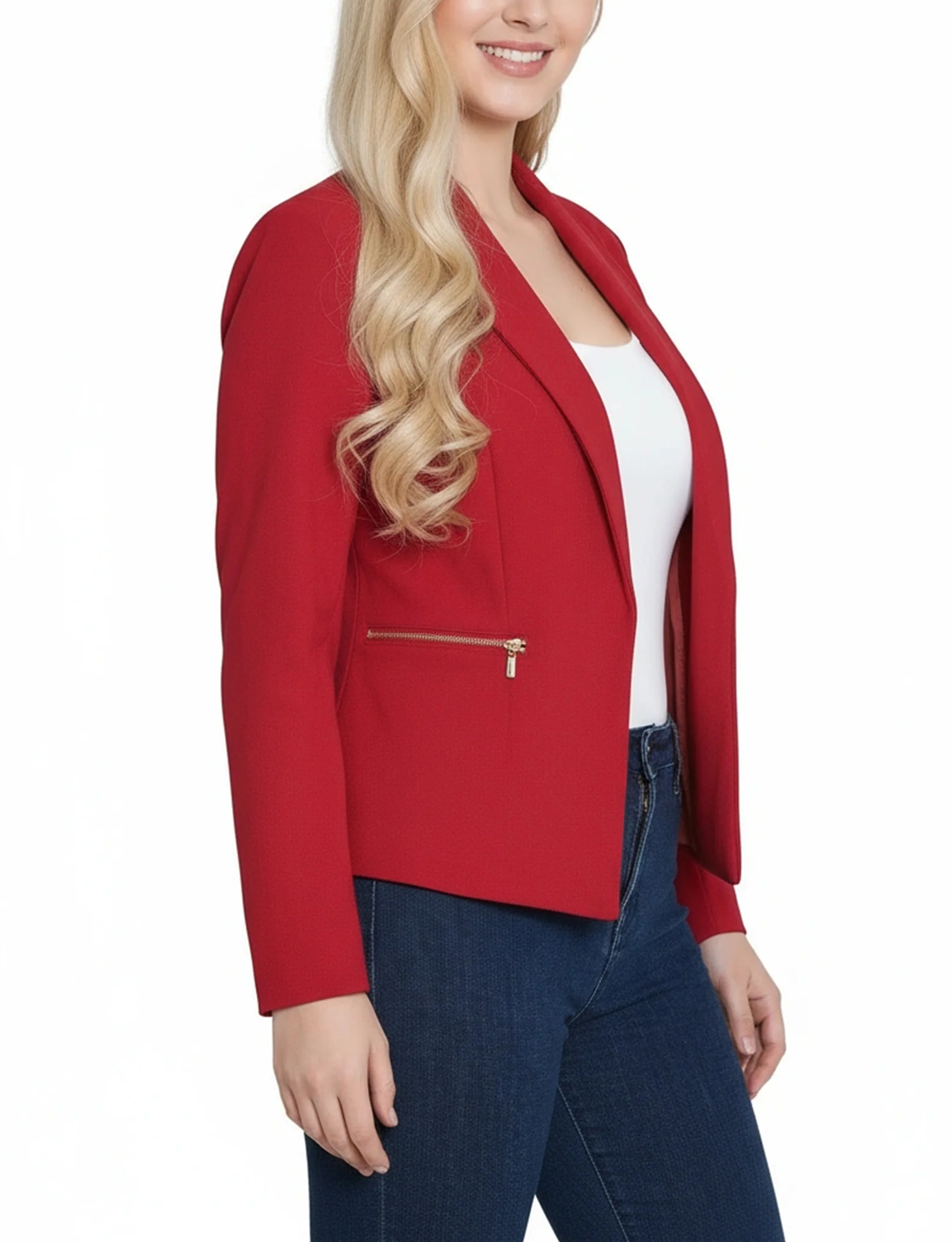 NY Collection Cropped Long Sleeve Crepe Jacket - Image 7