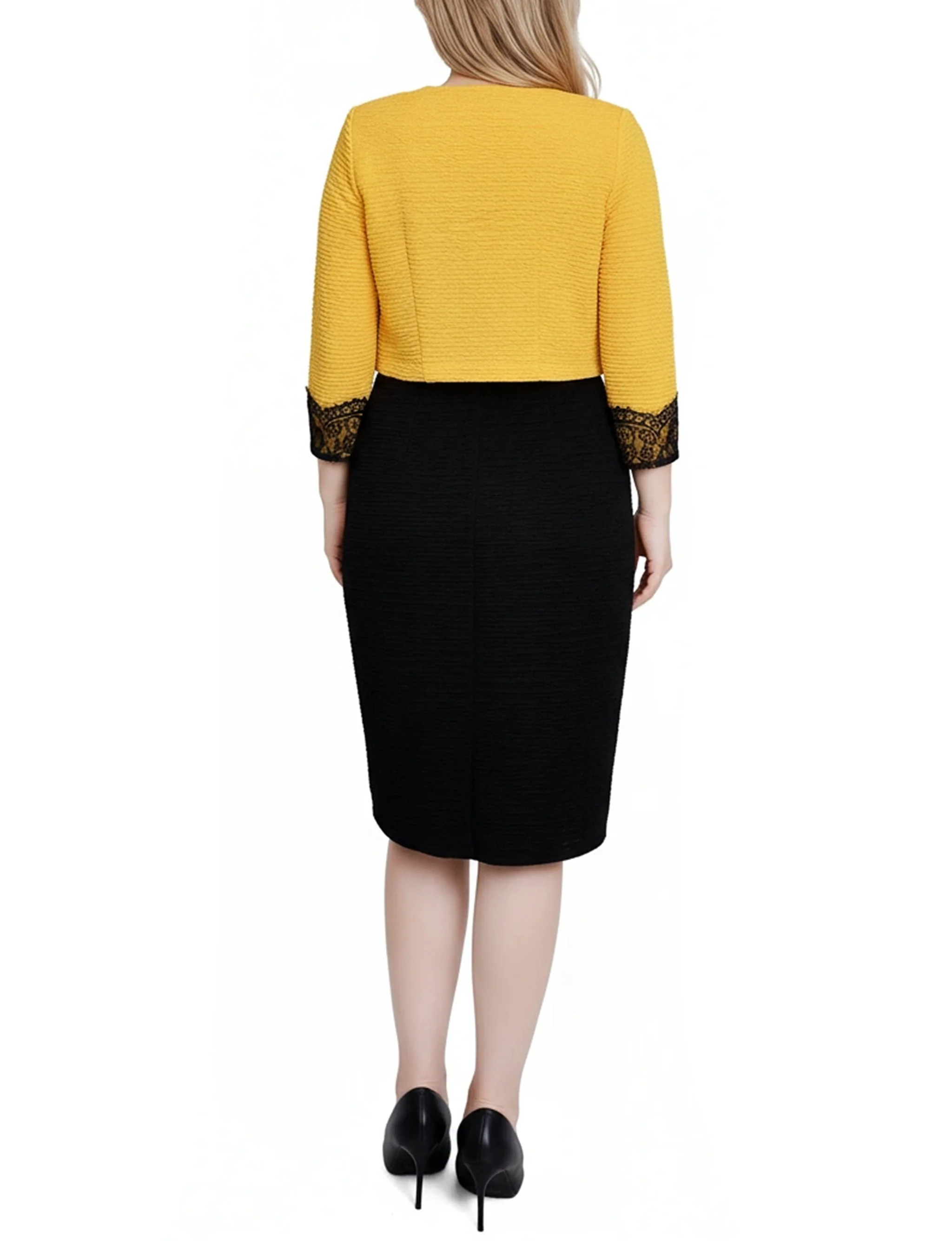 NY Collection Lace-Detail 2 Piece Textured Knit Dress Set - Image 14