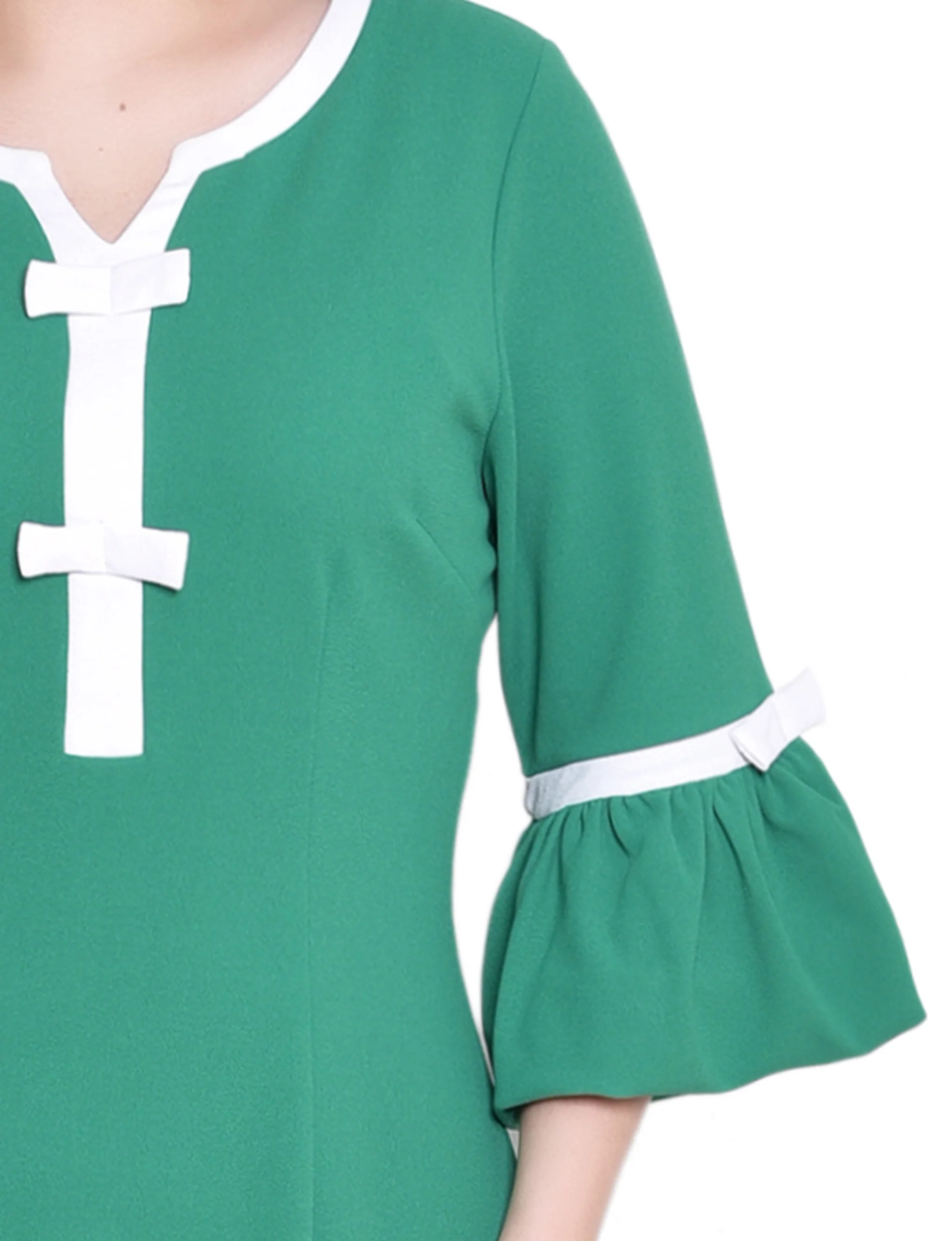 NY Collection Missy 3/4 Sleeve Contrast Detail Dress - Image 3