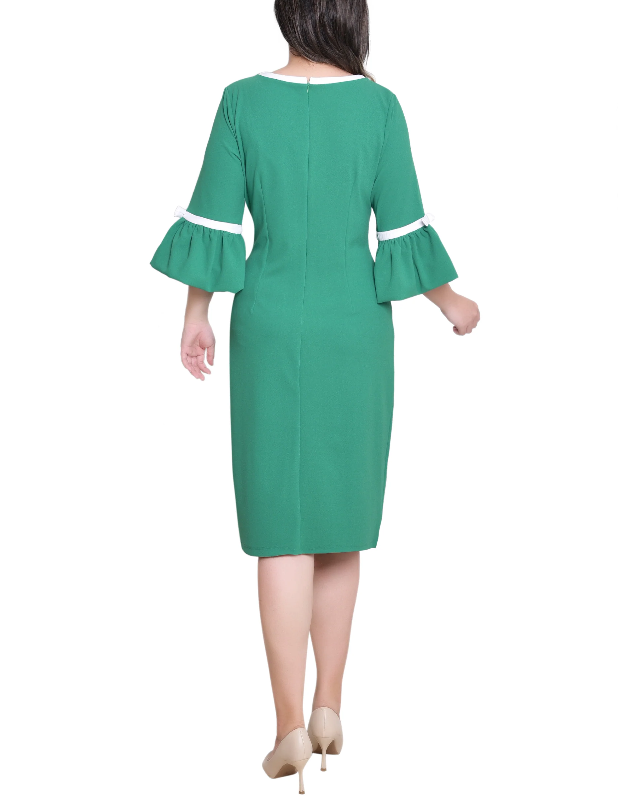 NY Collection Missy 3/4 Sleeve Contrast Detail Dress - Image 4