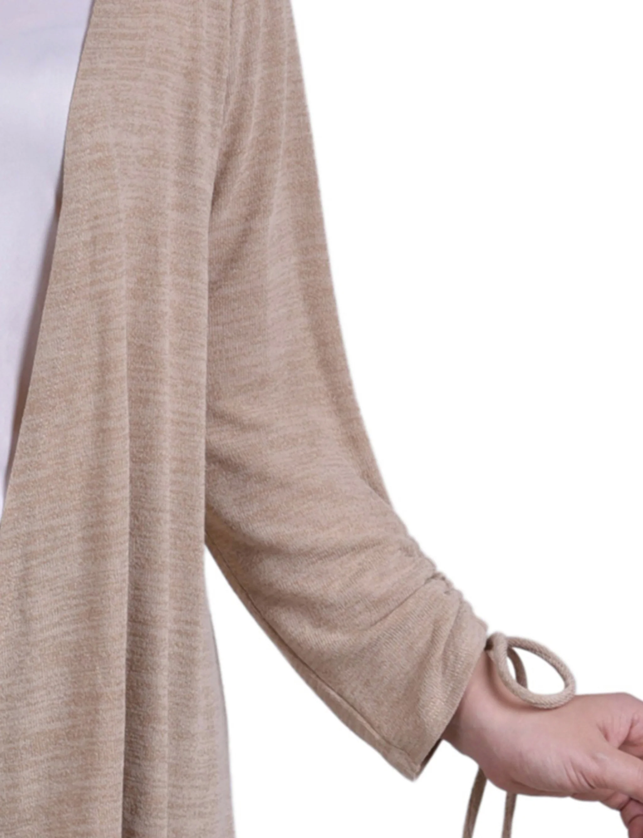 NY Collection Missy Long Sleeve Hi Lo Hem Cardigan - Oatmeal - Image 3