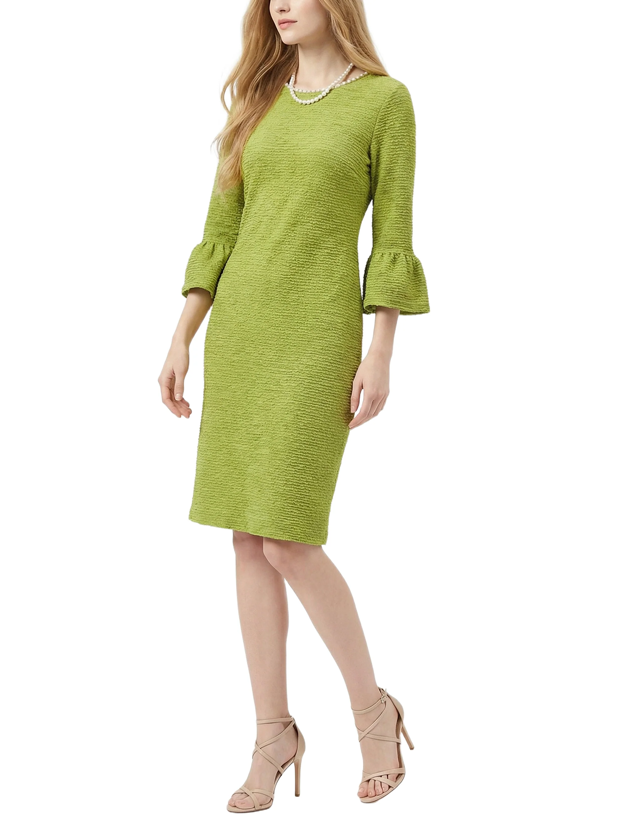 NY Collection Petite 3/4 Sleeve Pearl Detail Dress - Image 5
