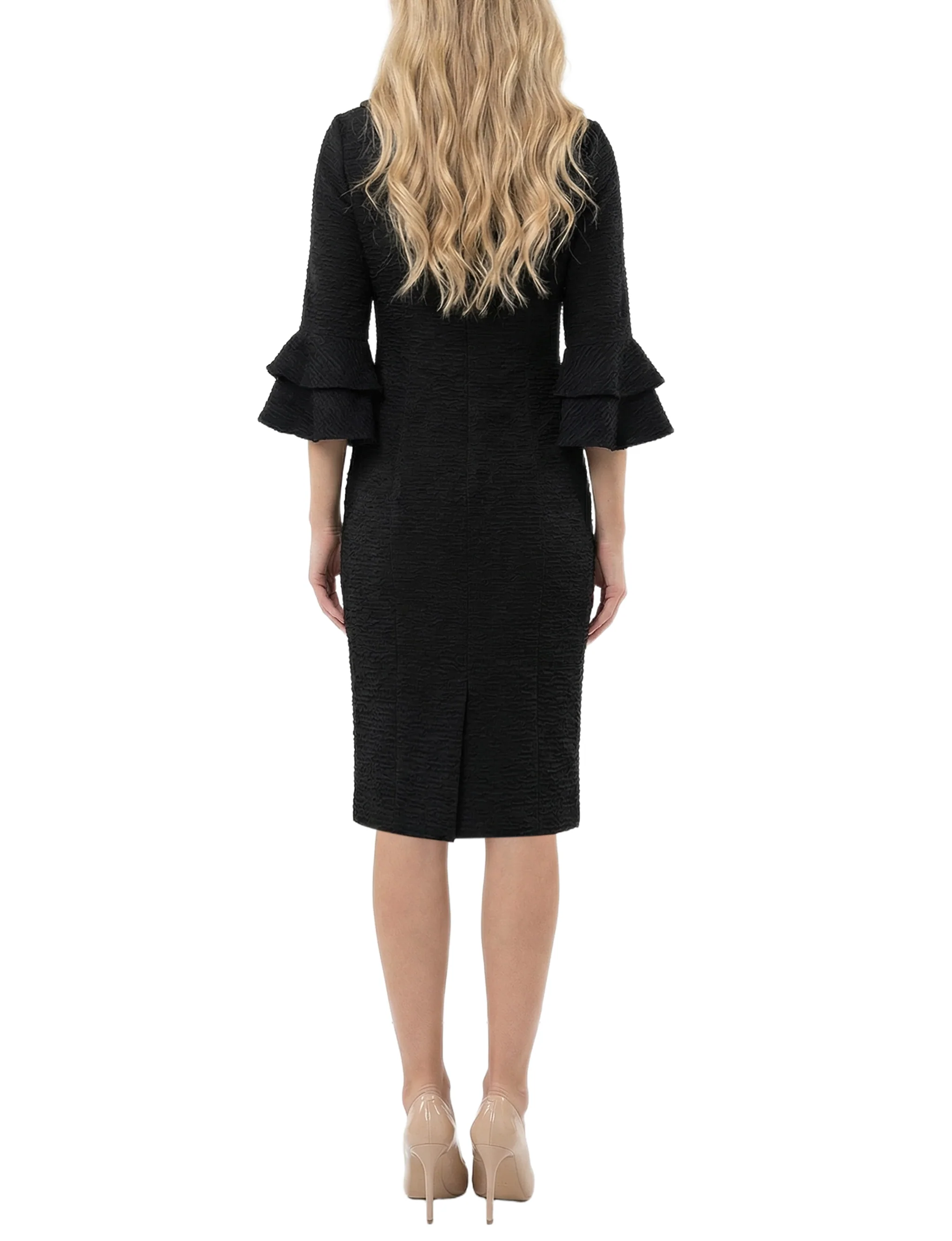 NY Collection Petite 3/4 Sleeve Shawl Collar Dress - Image 4