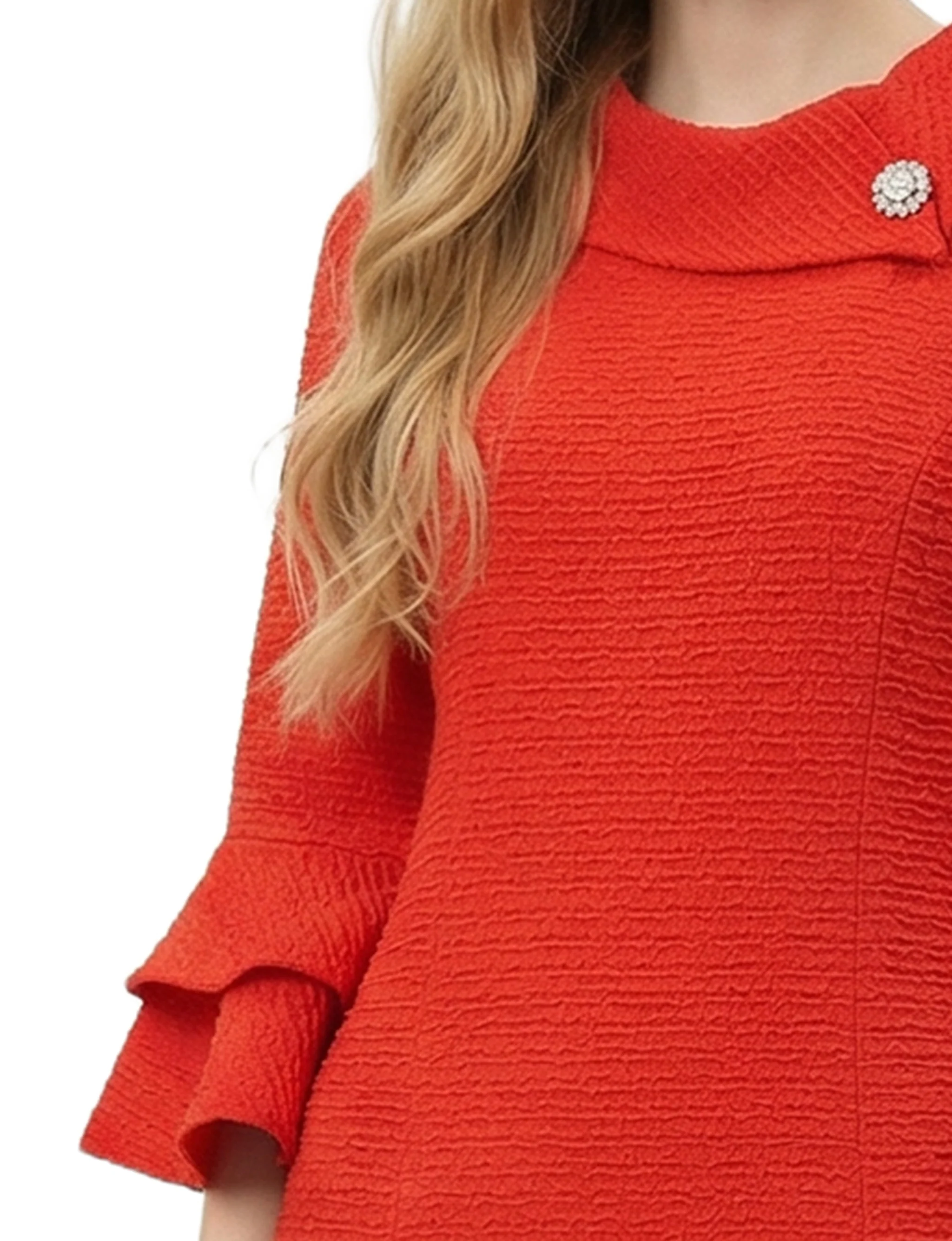NY Collection Petite 3/4 Sleeve Shawl Collar Dress - Image 6