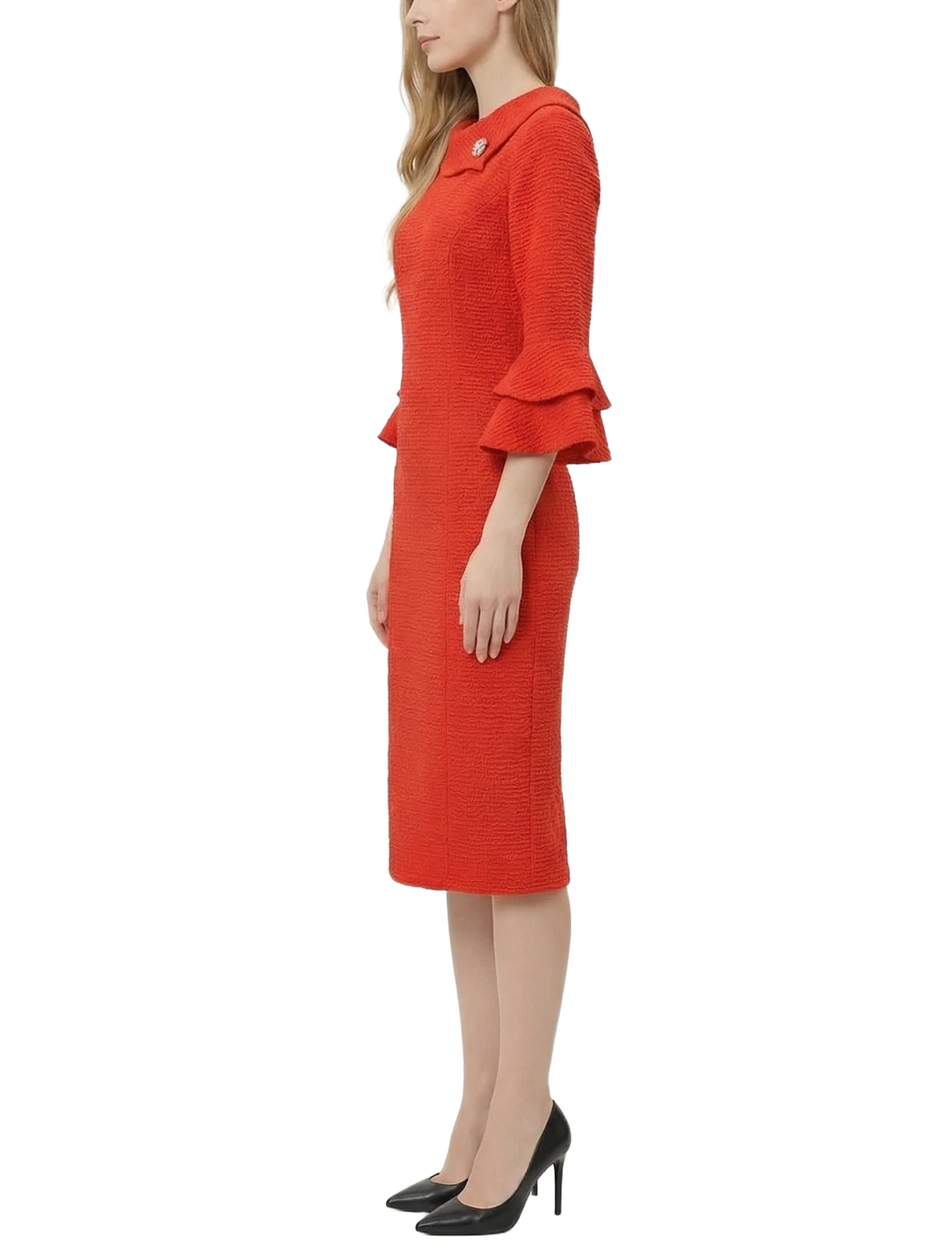 NY Collection Petite 3/4 Sleeve Shawl Collar Dress - Image 7