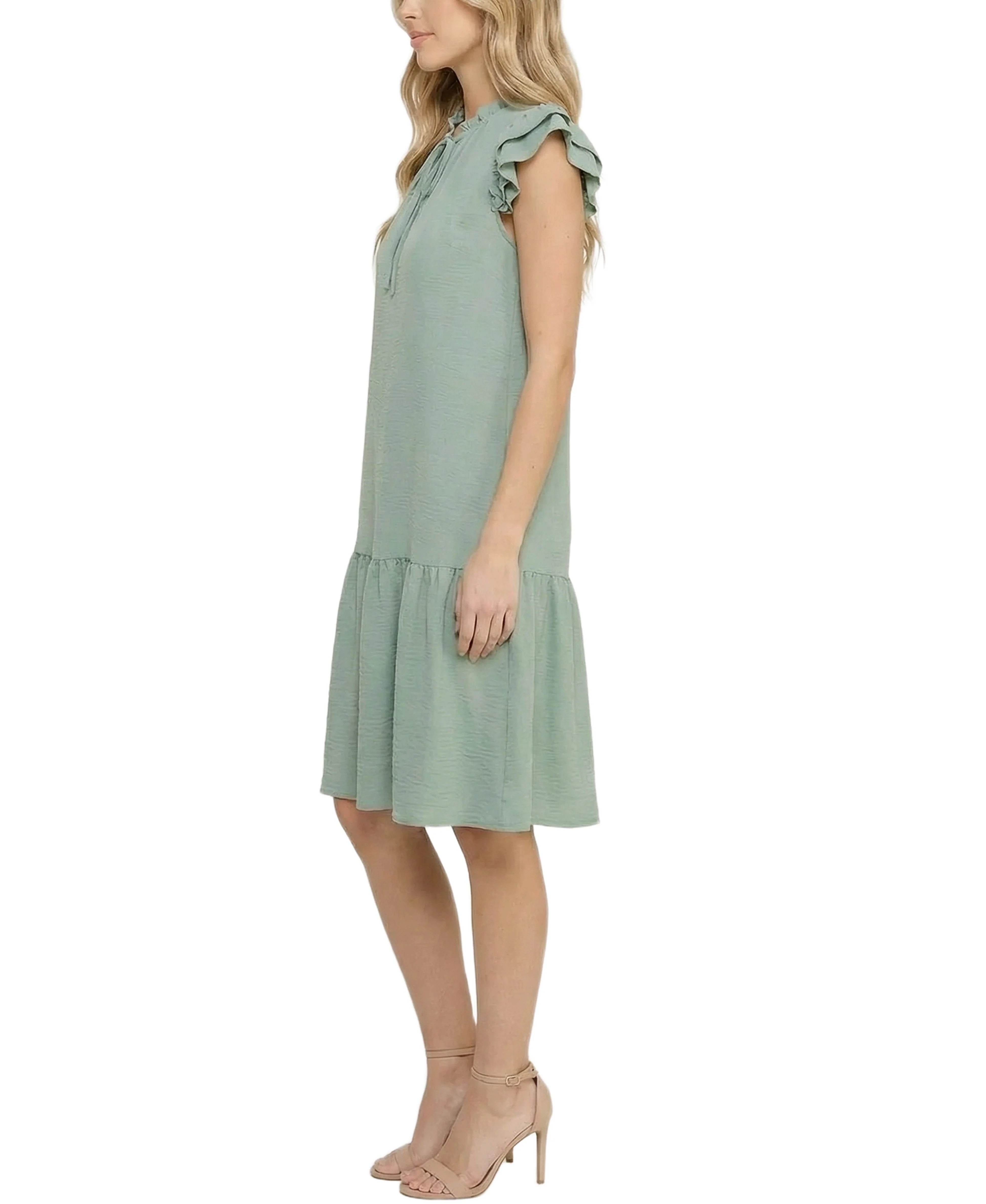 NY Collection Petite Flutter Sleeve Flounced Dress - Image 7