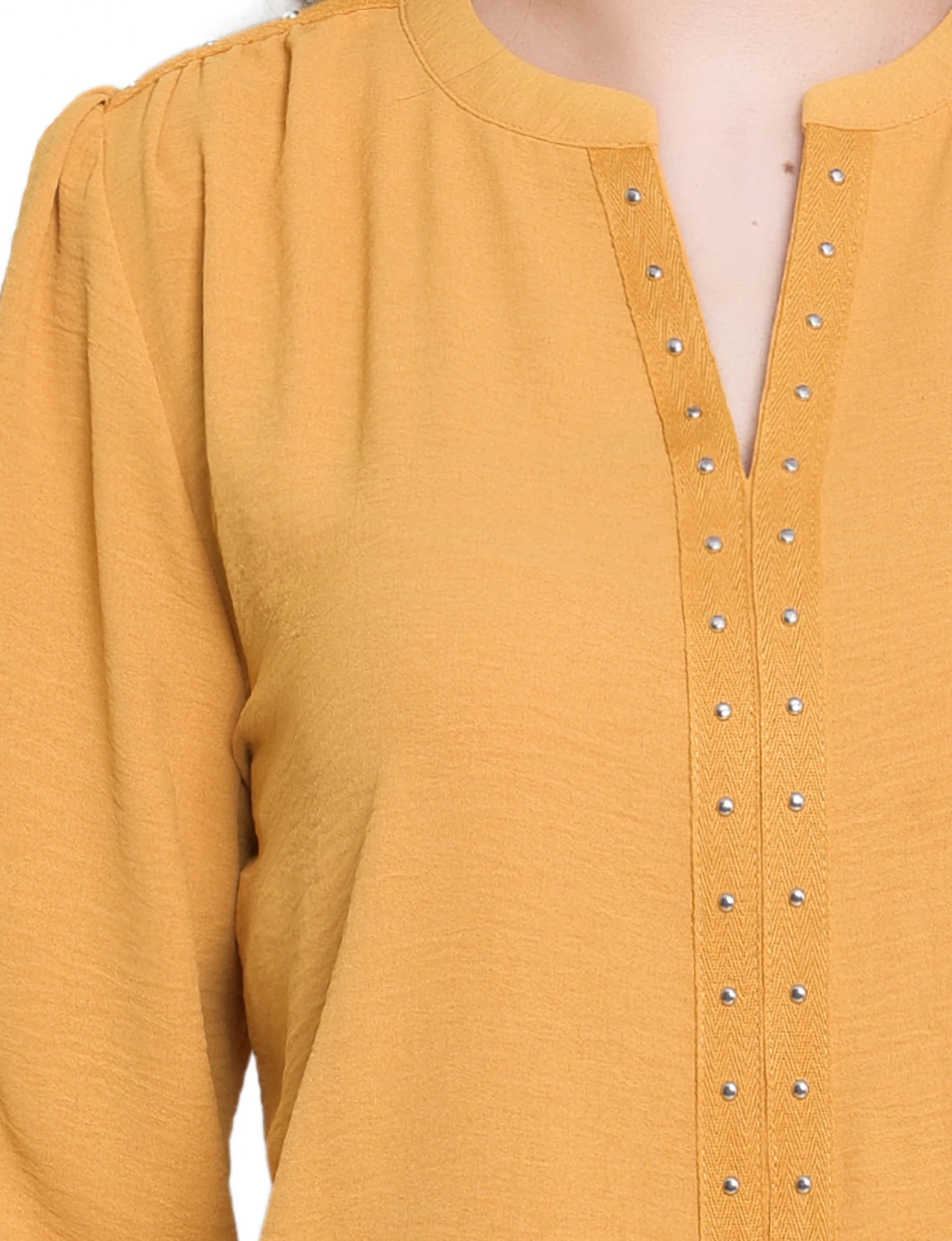 NY Collection Petite Long Sleeve Studded Blouse - Image 10