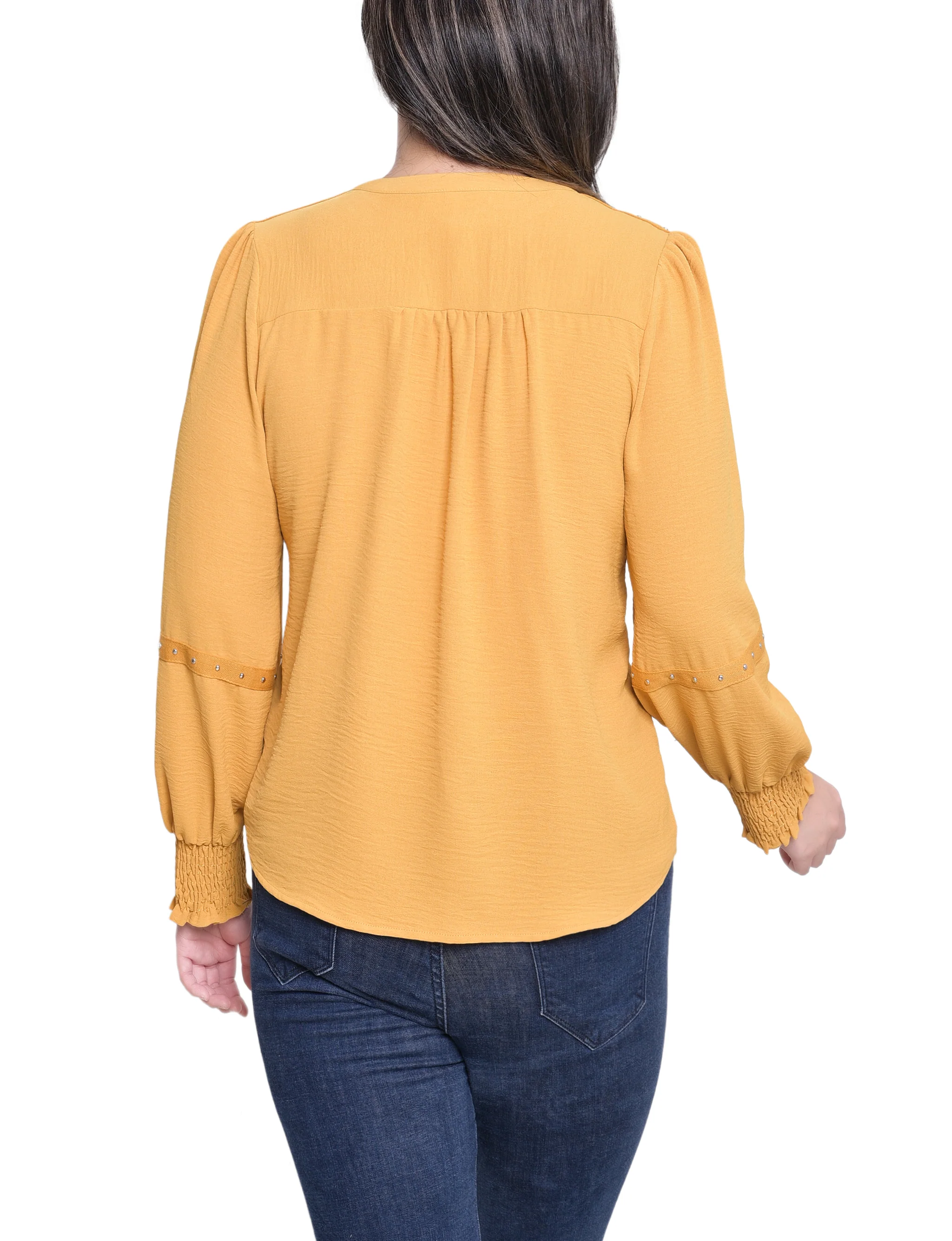 NY Collection Petite Long Sleeve Studded Blouse - Image 12