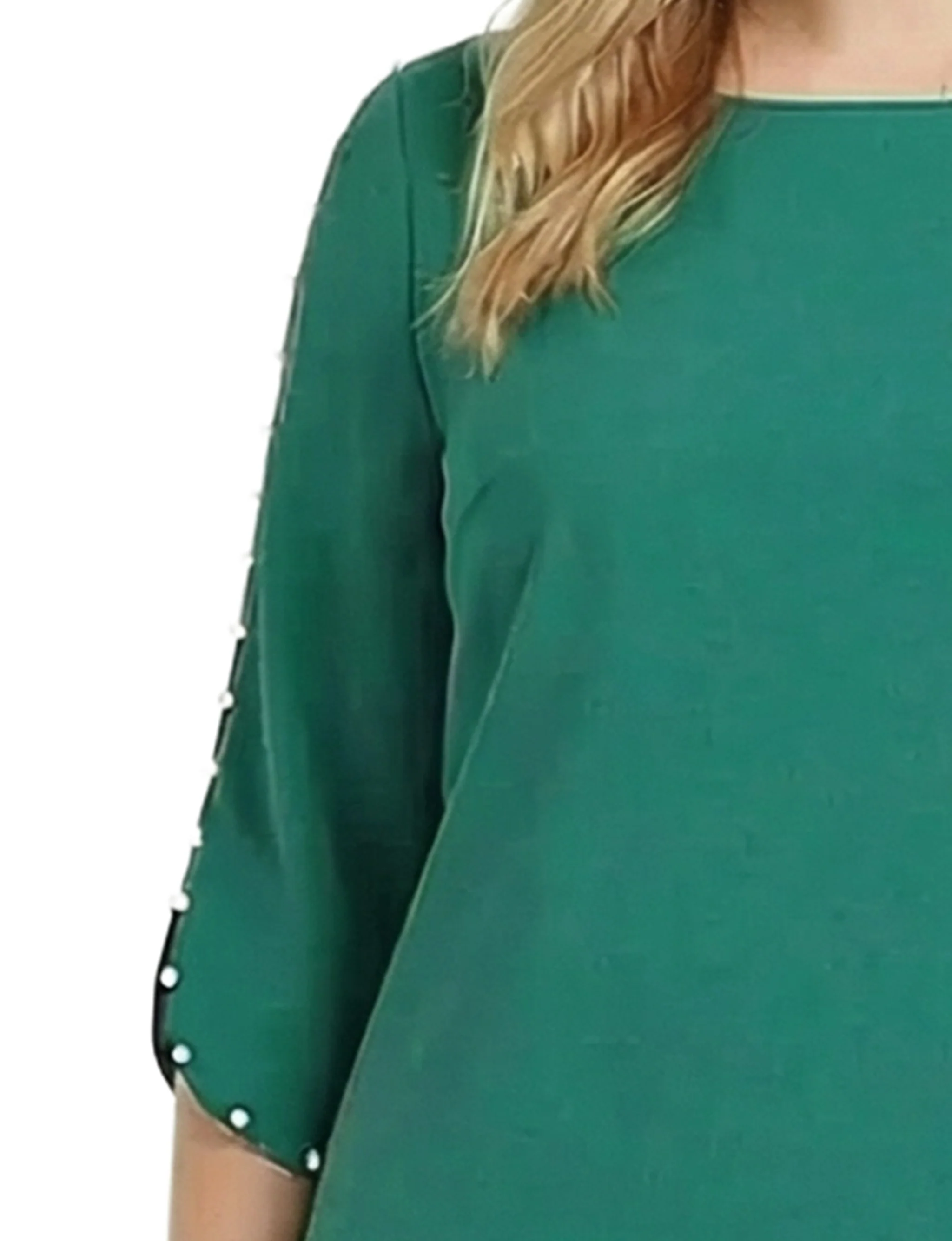 NY Collection Plus Size 3/4 Pearl-Detail Petal Sleeve Dress - Image 14