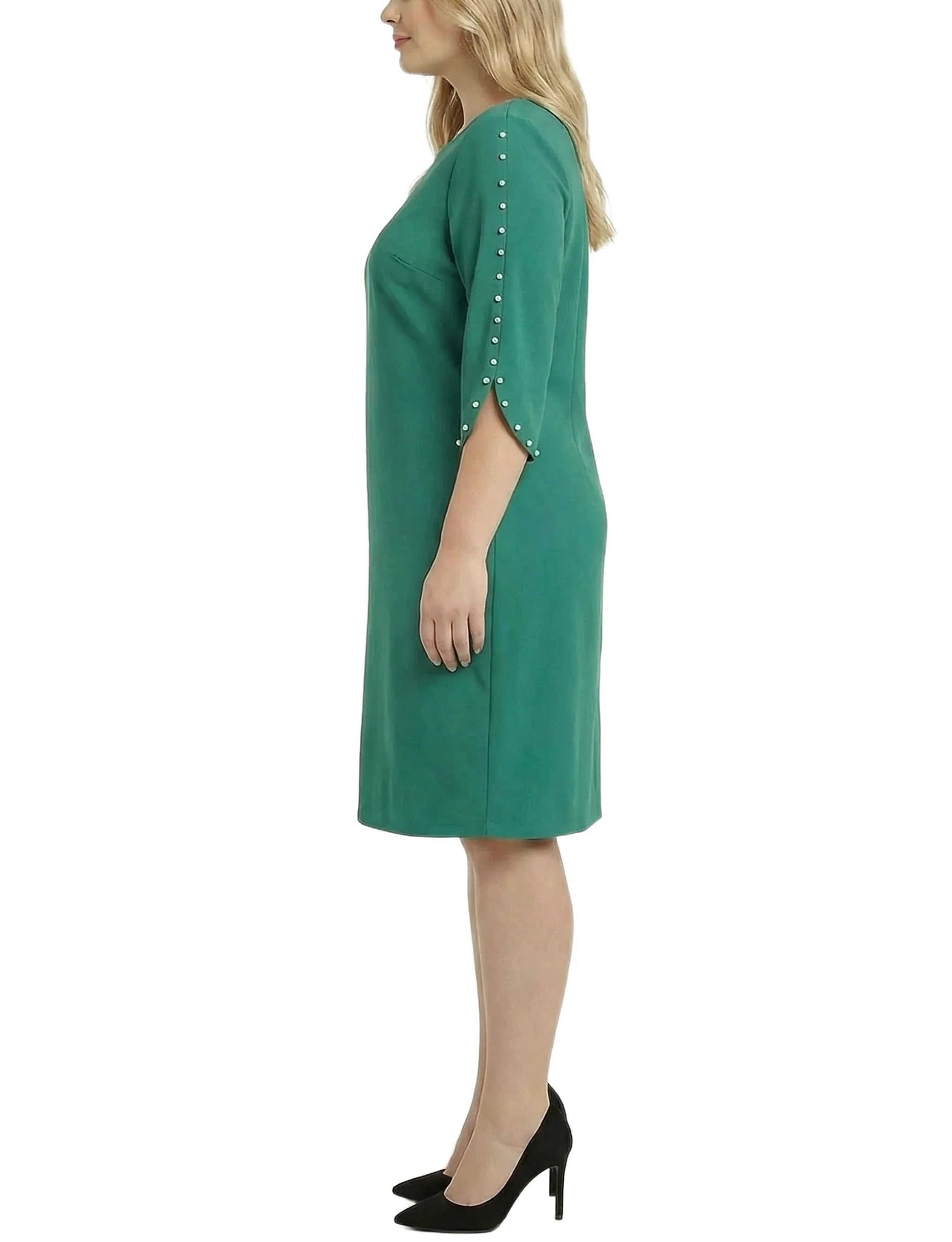NY Collection Plus Size 3/4 Pearl-Detail Petal Sleeve Dress - Image 15