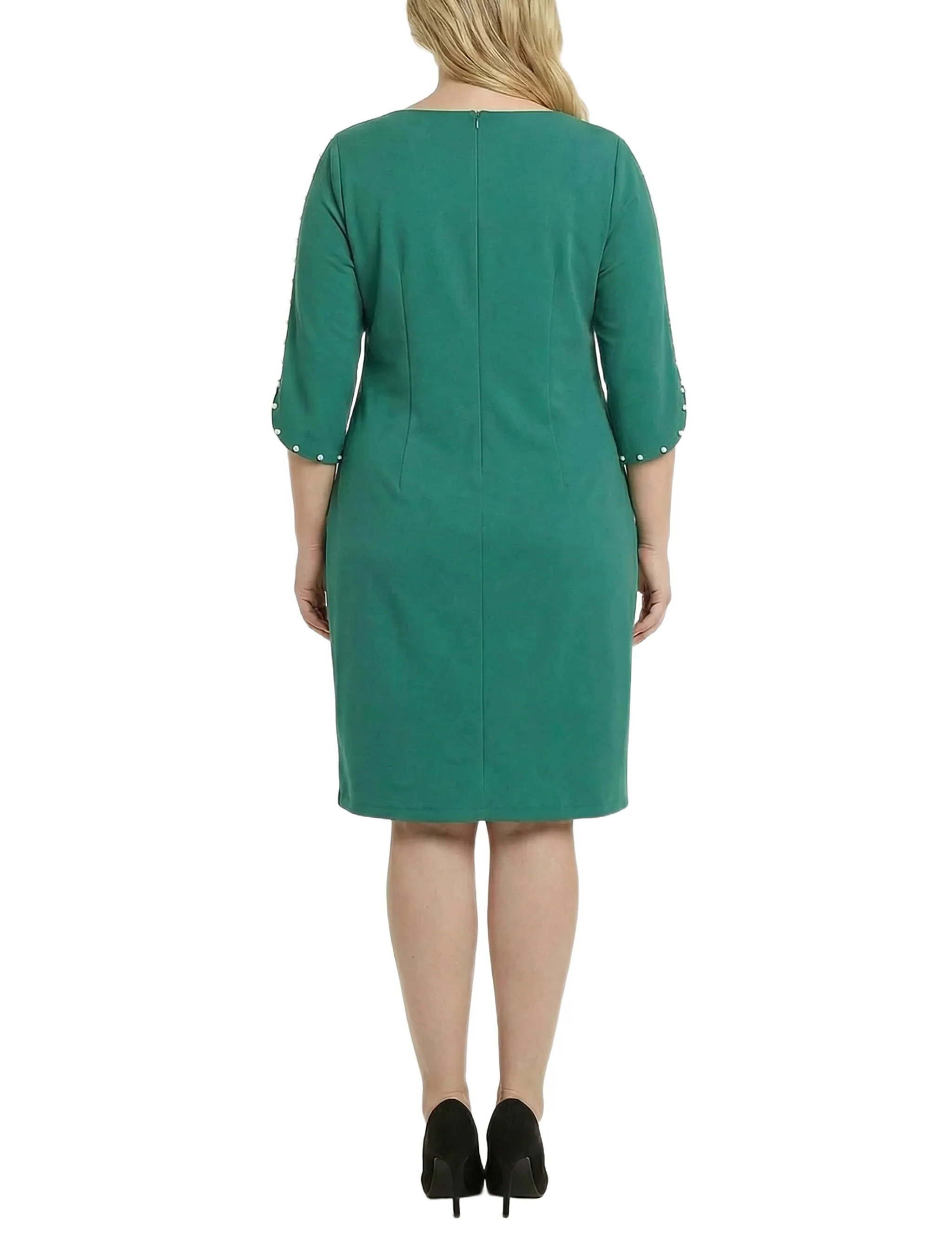 NY Collection Plus Size 3/4 Pearl-Detail Petal Sleeve Dress - Image 16