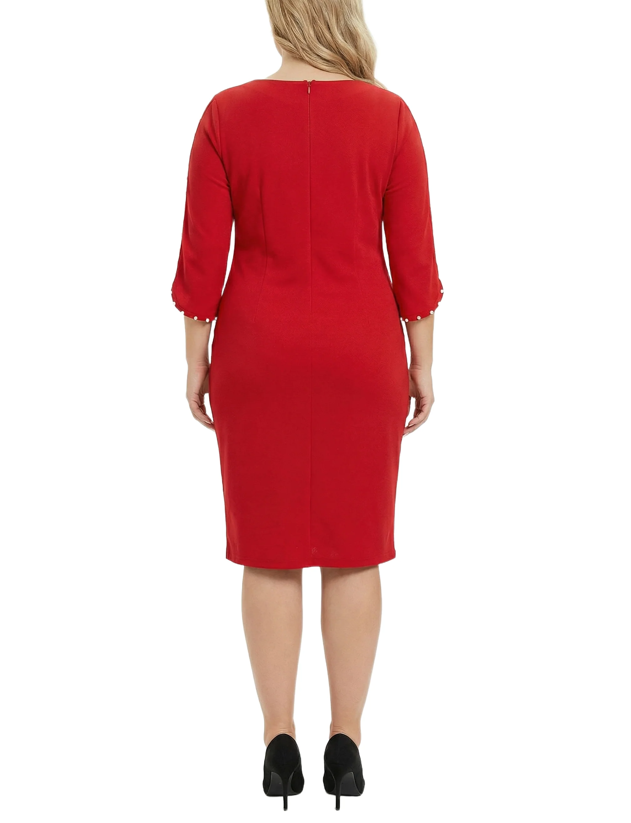 NY Collection Plus Size 3/4 Pearl-Detail Petal Sleeve Dress - Image 8