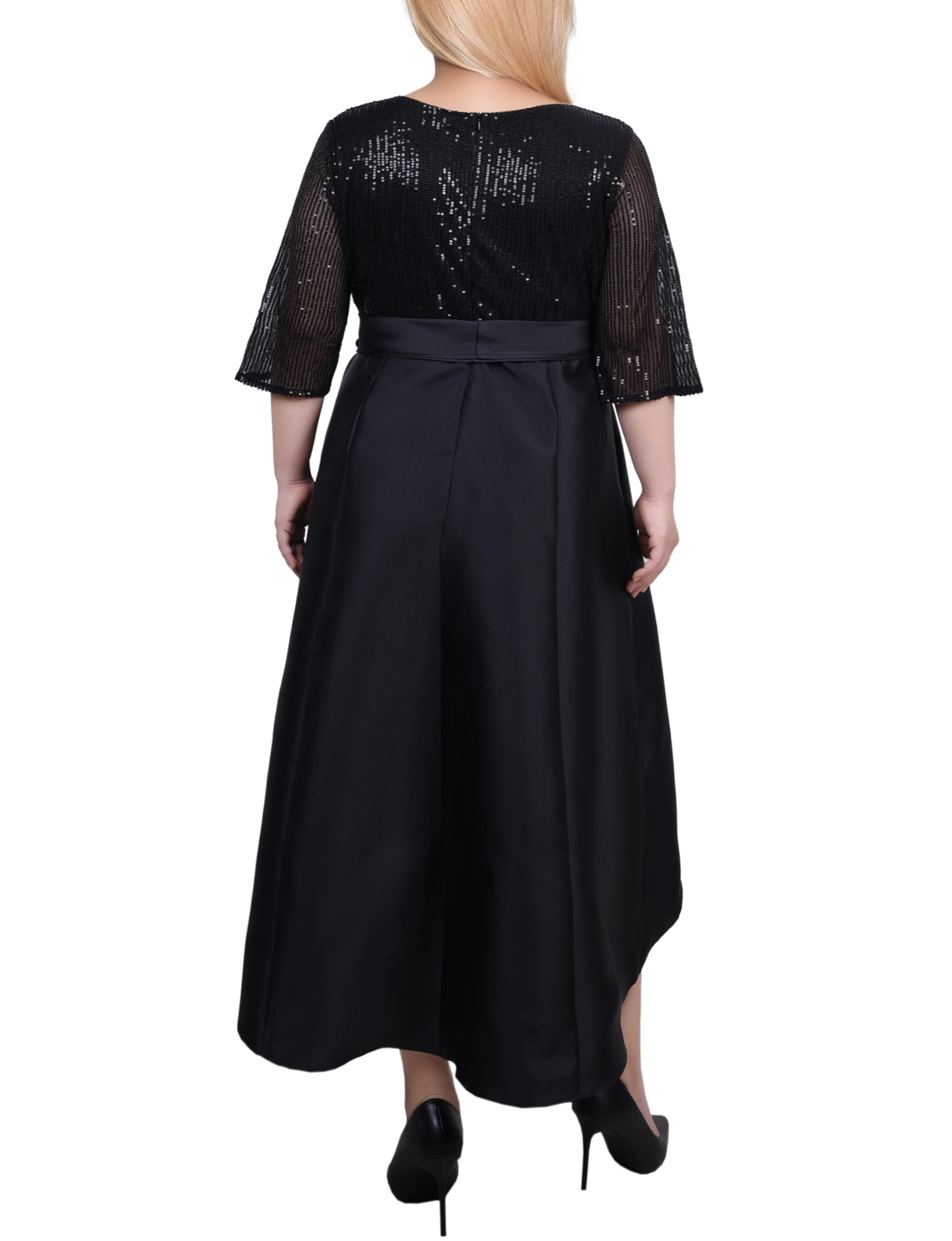 NY Collection Plus Size Sequin and Jacquard Holiday Dress - Image 4