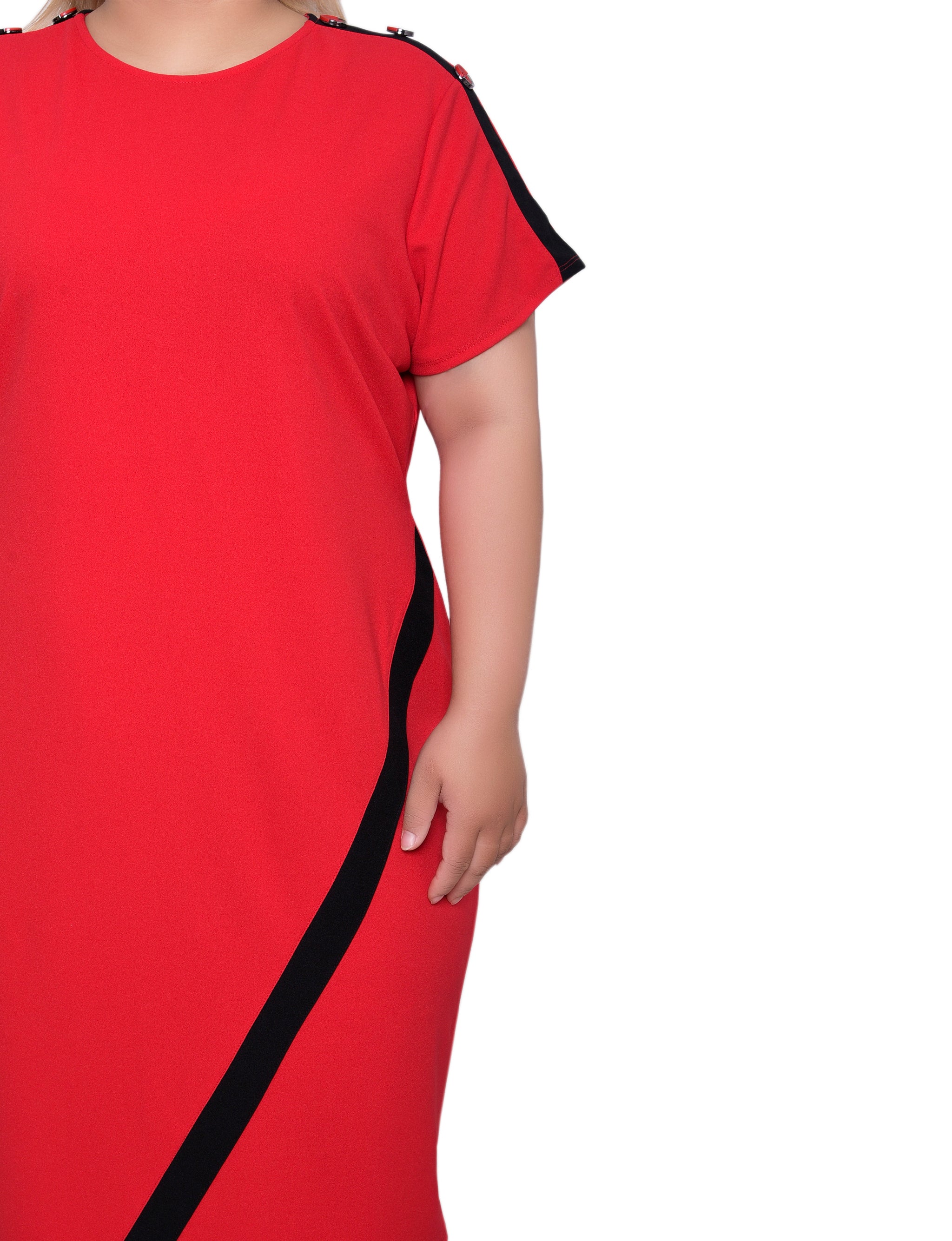 NY Collection Plus Size Short Sleeve Assymetrical Hem Dress - Image 6